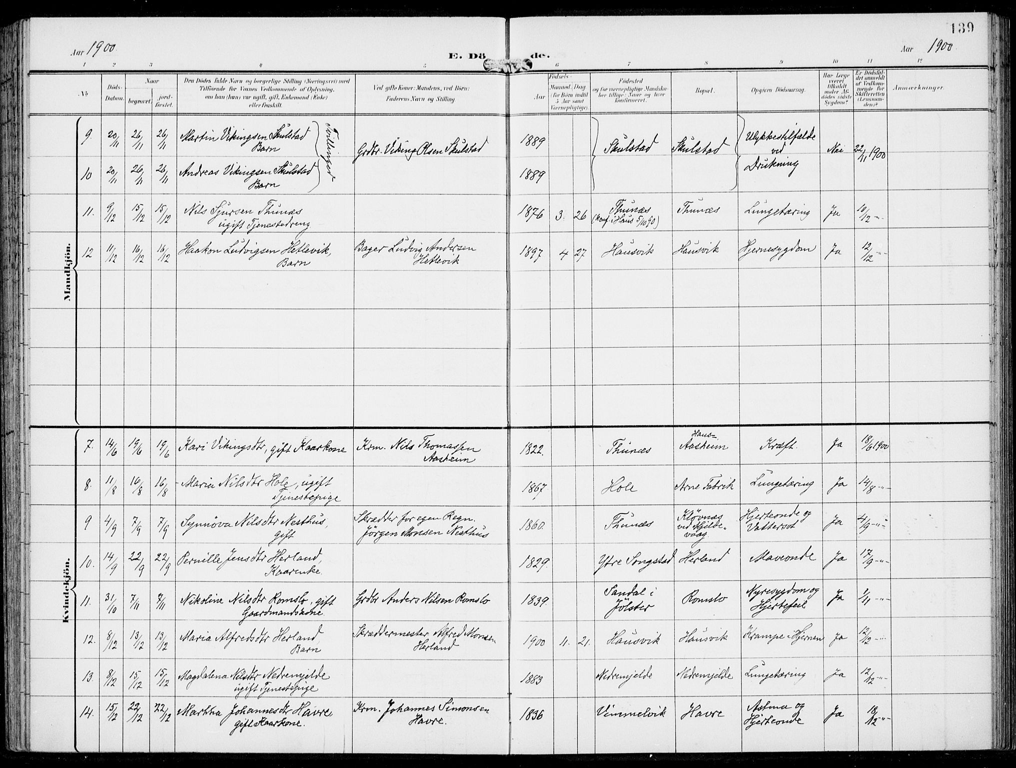 Haus sokneprestembete, SAB/A-75601/H/Haa: Parish register (official) no. B  2, 1899-1912, p. 139