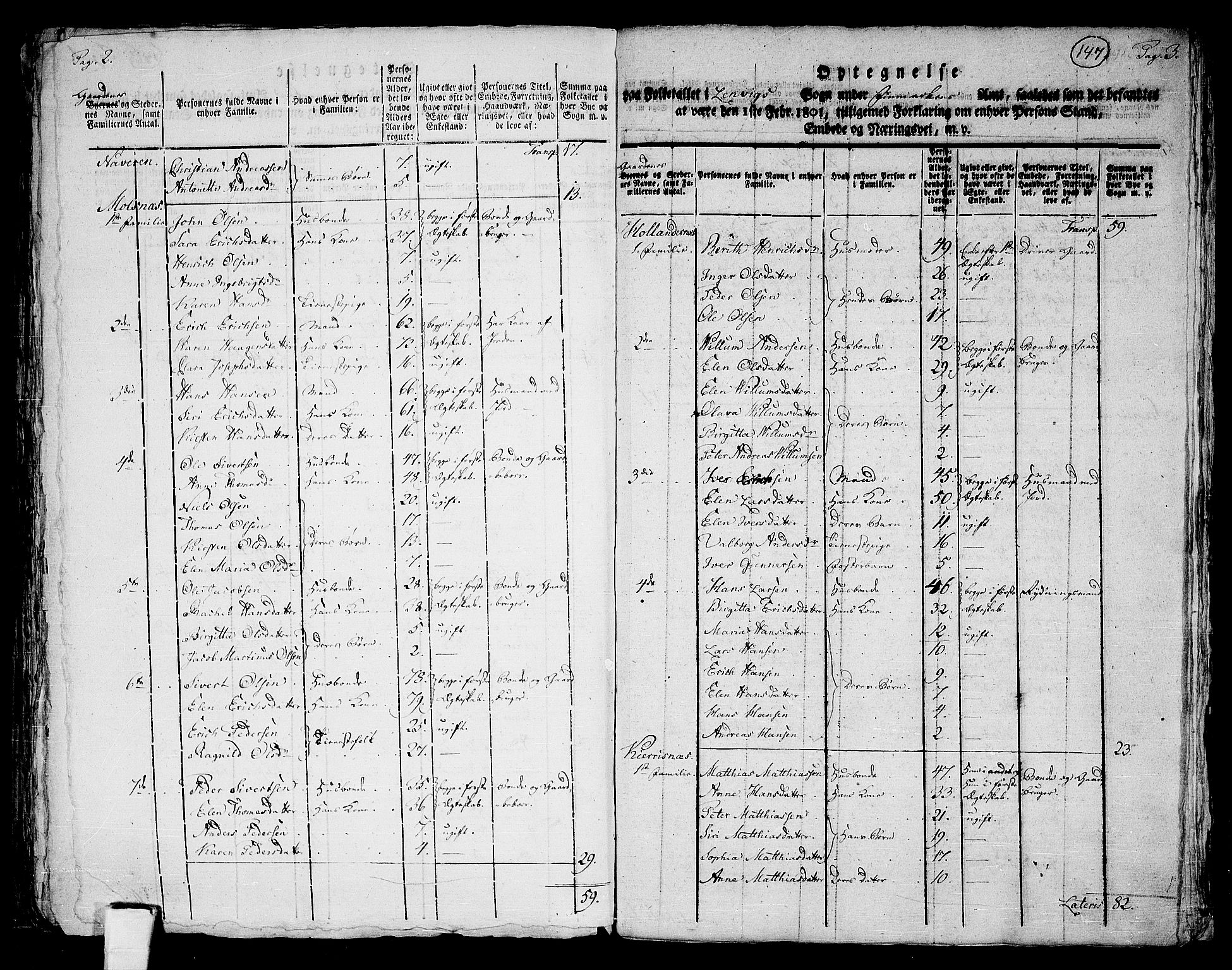 RA, 1801 census for 1931P Lenvik, 1801, p. 146b-147a