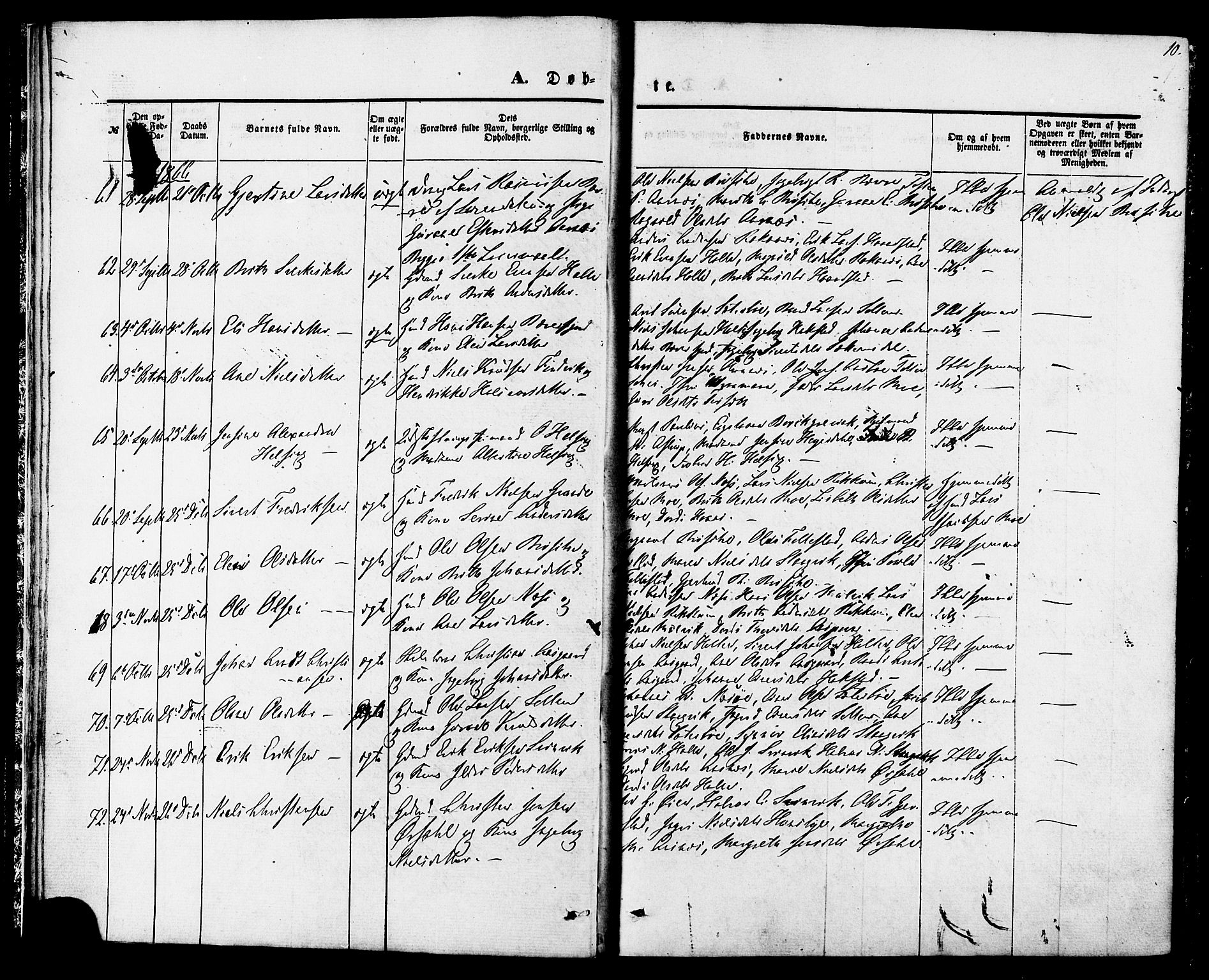 Ministerialprotokoller, klokkerbøker og fødselsregistre - Møre og Romsdal, AV/SAT-A-1454/592/L1027: Parish register (official) no. 592A05, 1865-1878, p. 10