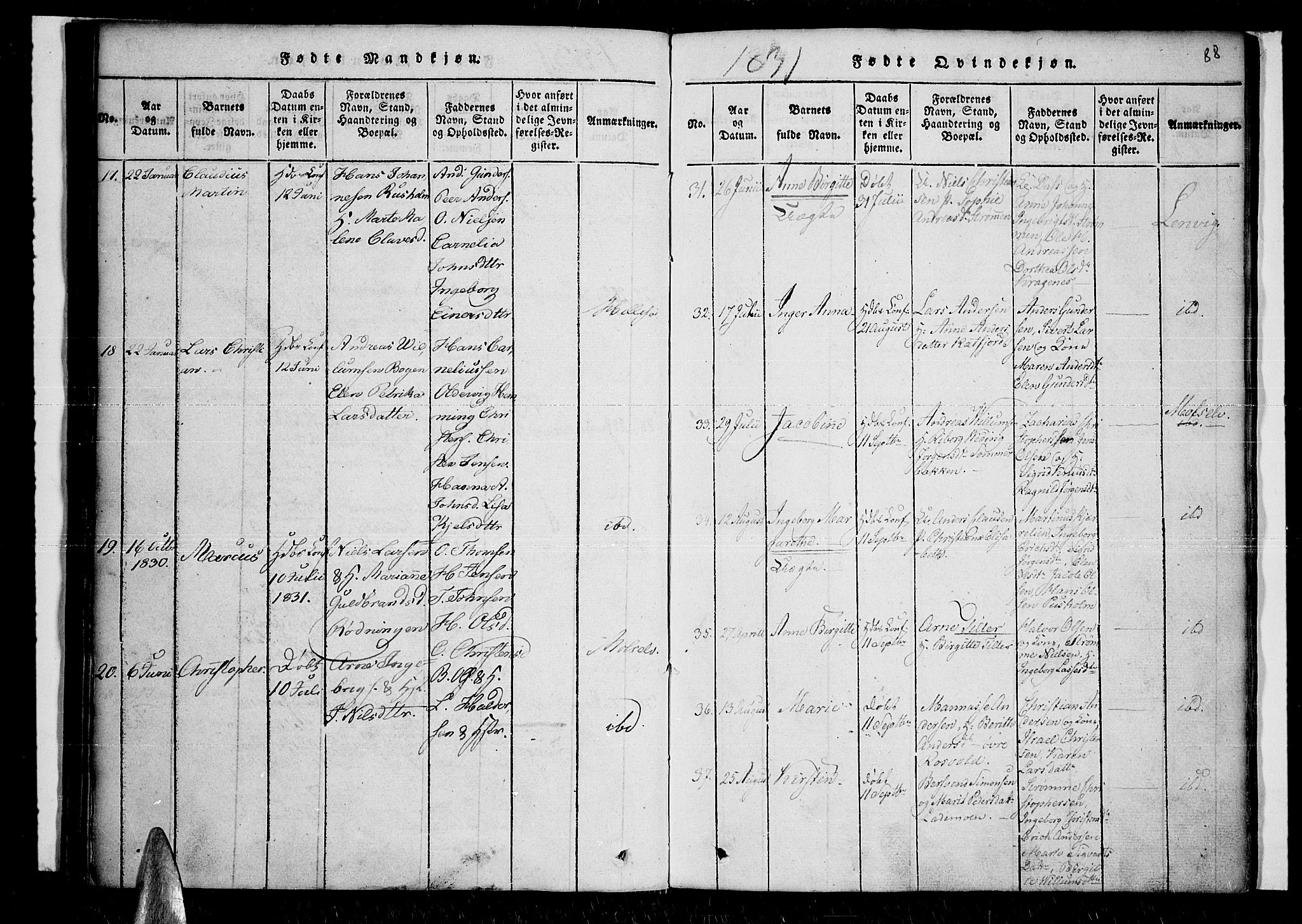 Lenvik sokneprestembete, SATØ/S-1310/H/Ha/Haa/L0003kirke: Parish register (official) no. 3, 1820-1831, p. 88