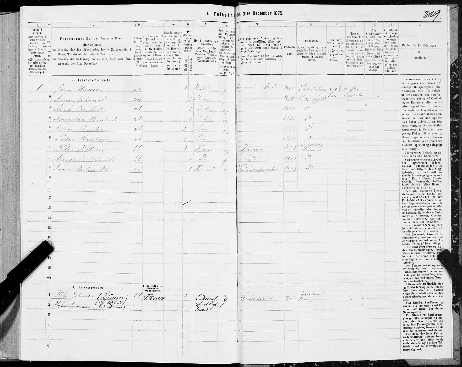 SAT, 1875 census for 1840P Saltdal, 1875, p. 1369