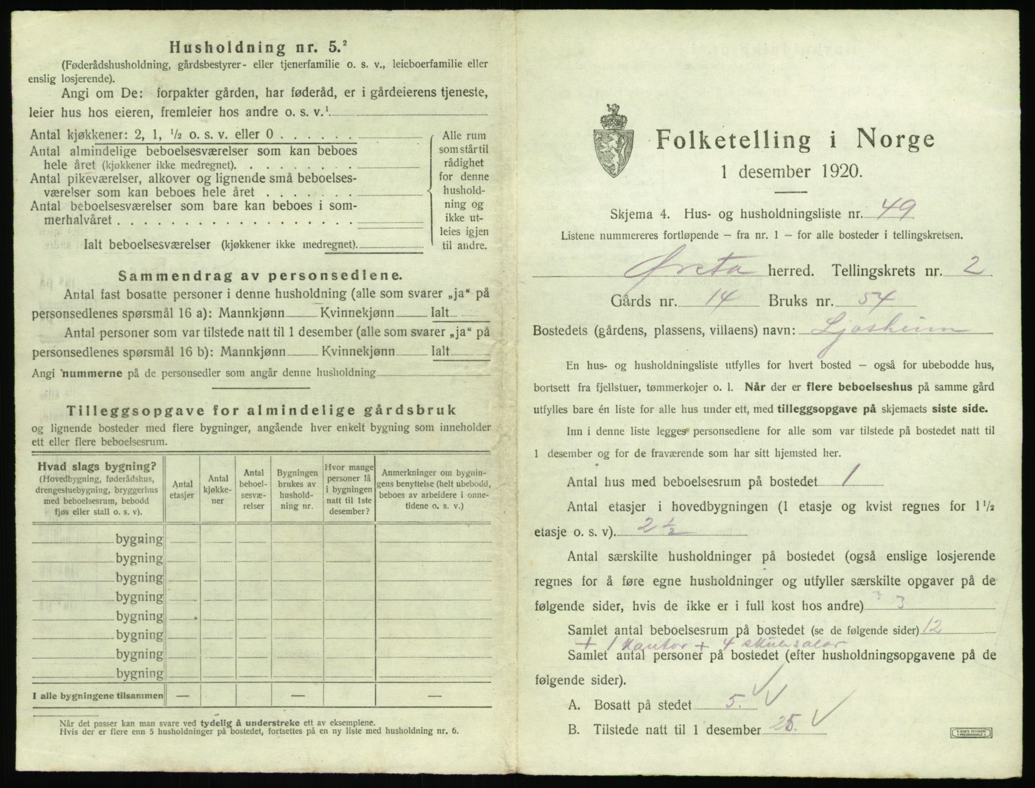 SAT, 1920 census for Ørsta, 1920, p. 242