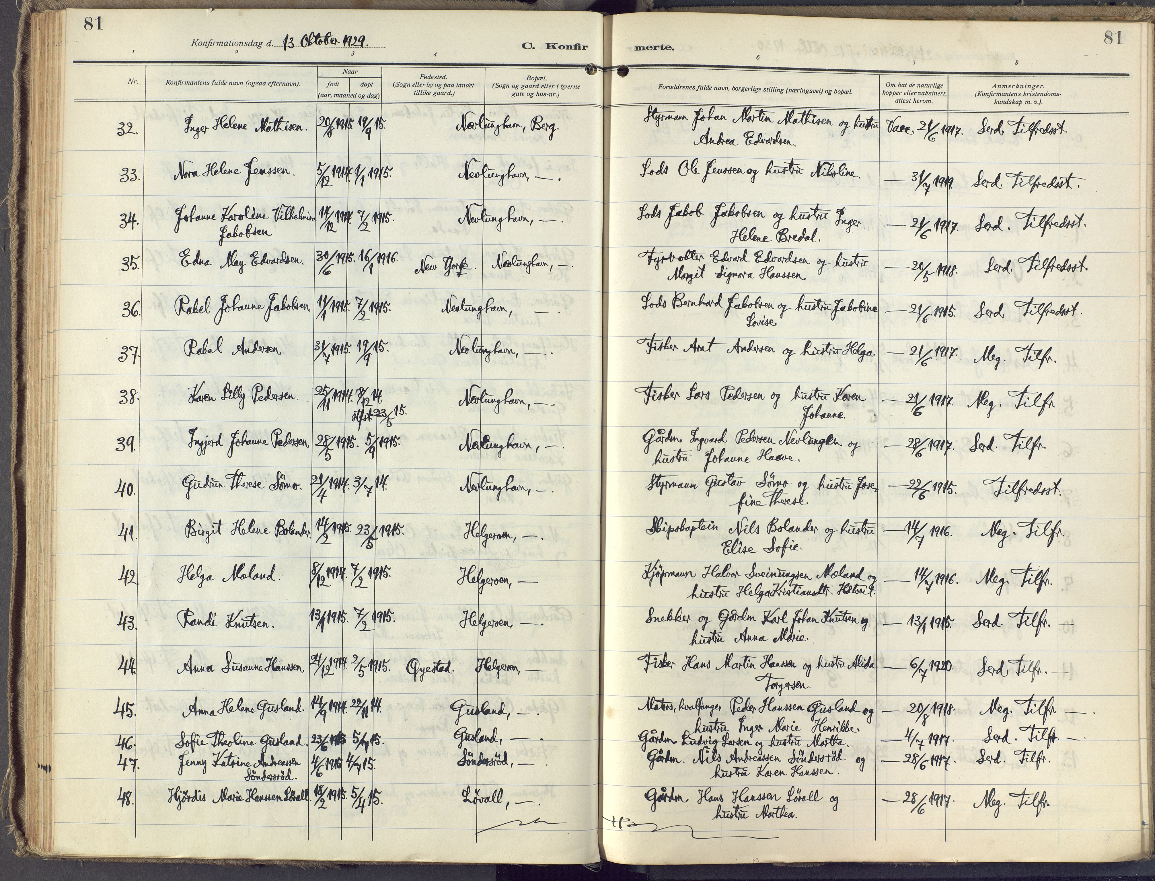 Brunlanes kirkebøker, AV/SAKO-A-342/F/Fb/L0004: Parish register (official) no. II 4, 1923-1940, p. 81