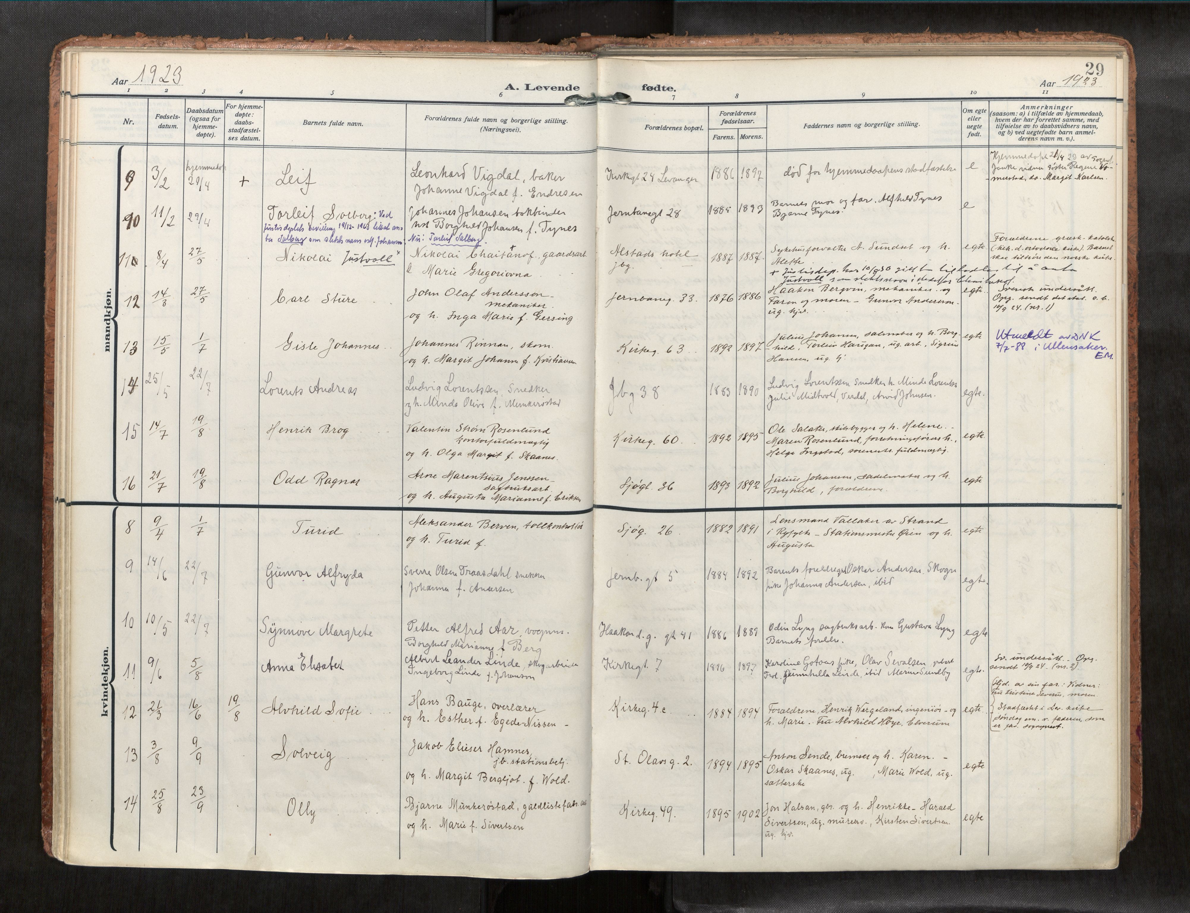 Levanger sokneprestkontor, SAT/A-1301/2/H/Haa/L0001: Parish register (official) no. 1, 1912-1932, p. 29