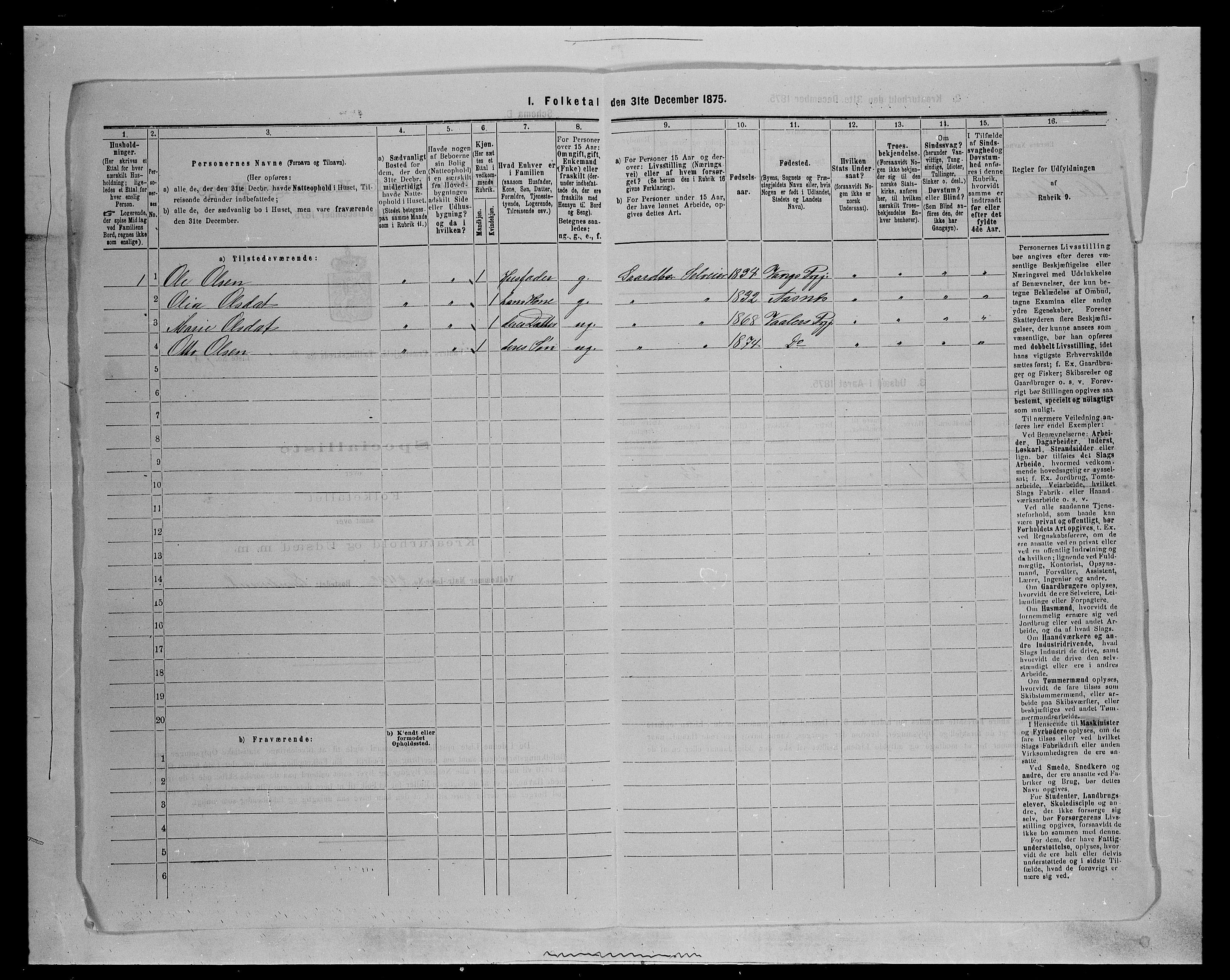 SAH, 1875 census for 0426P Våler parish (Hedmark), 1875, p. 1180