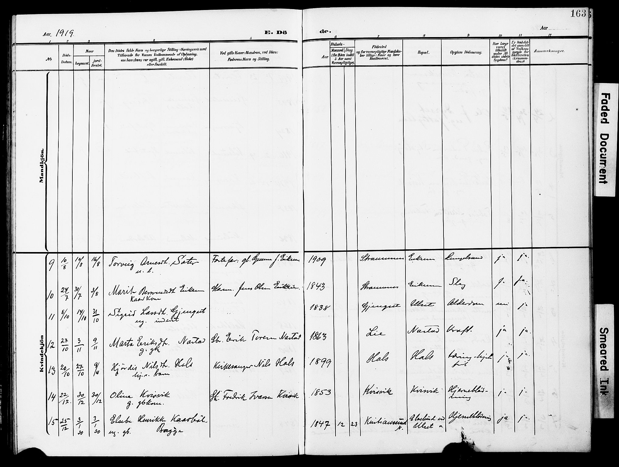 Ministerialprotokoller, klokkerbøker og fødselsregistre - Møre og Romsdal, AV/SAT-A-1454/587/L1001: Parish register (copy) no. 587C01, 1906-1927, p. 163