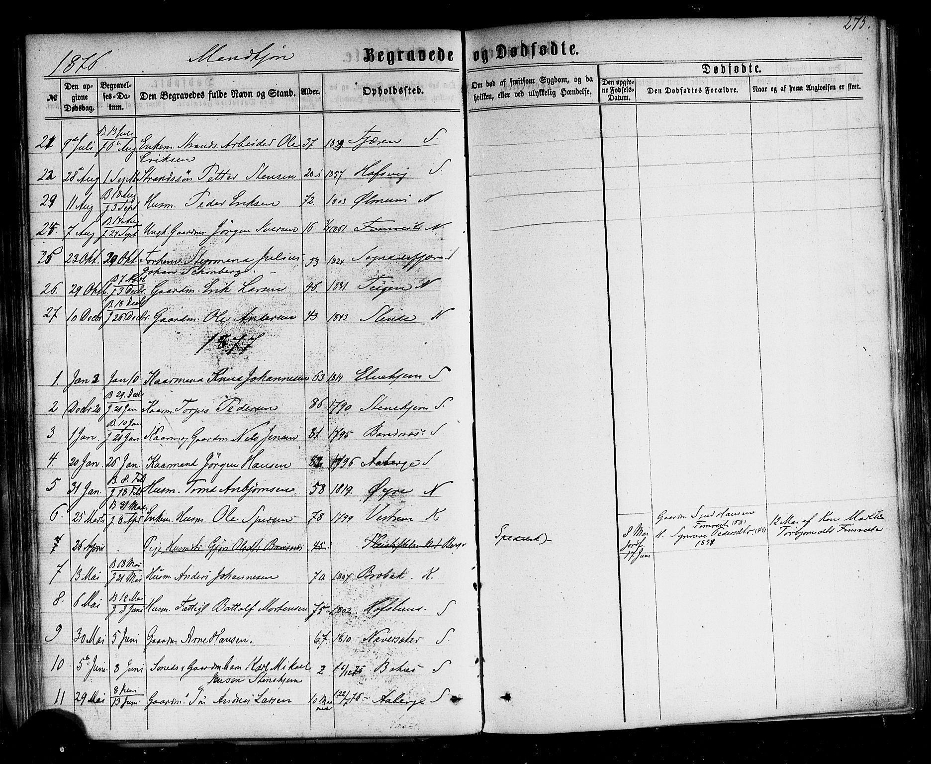 Sogndal sokneprestembete, SAB/A-81301/H/Haa/Haaa/L0013: Parish register (official) no. A 13, 1859-1877, p. 275