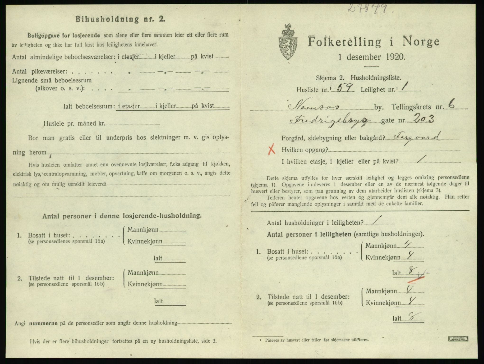 SAT, 1920 census for Namsos, 1920, p. 1997
