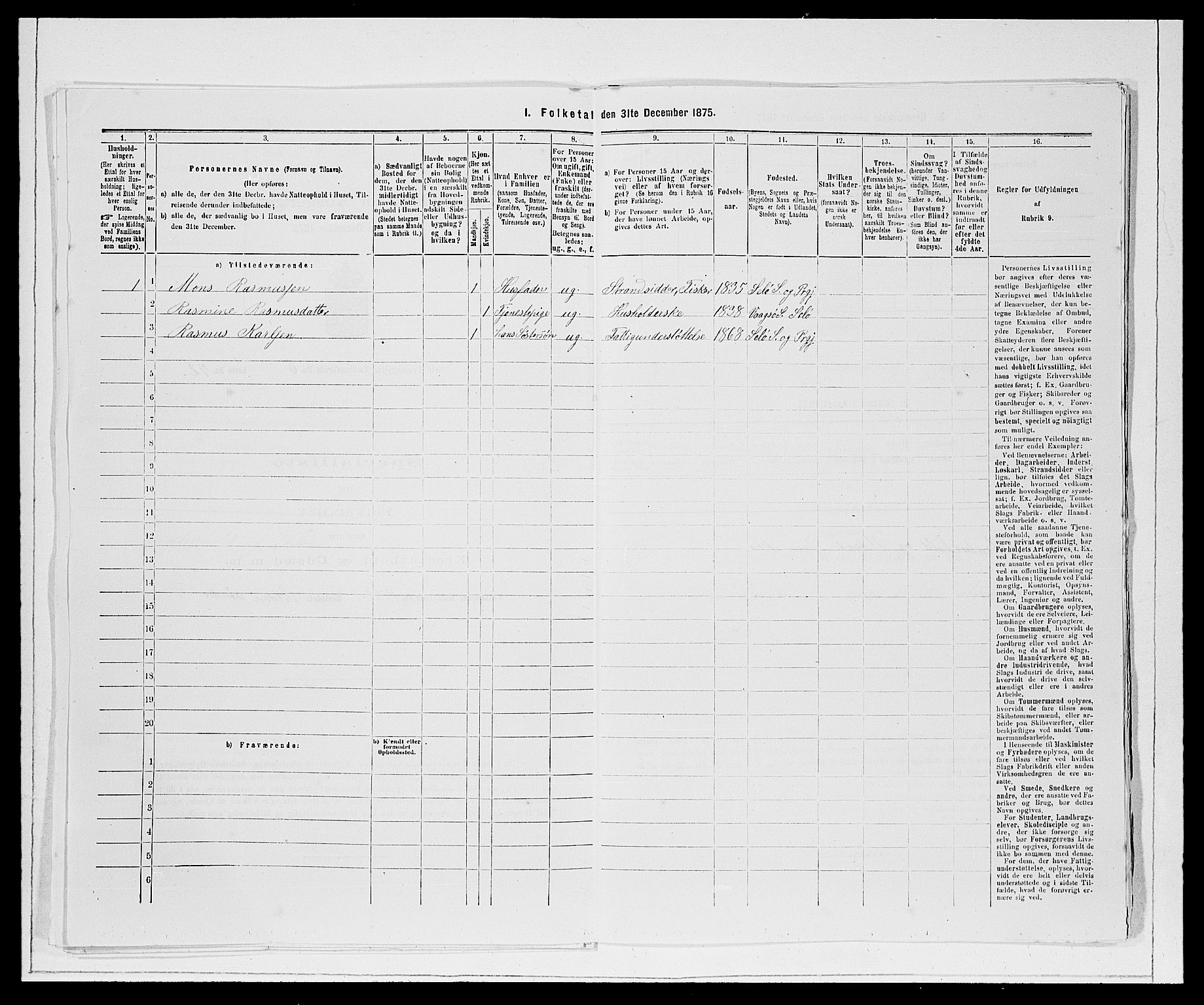 SAB, 1875 Census for 1441P Selje, 1875, p. 785