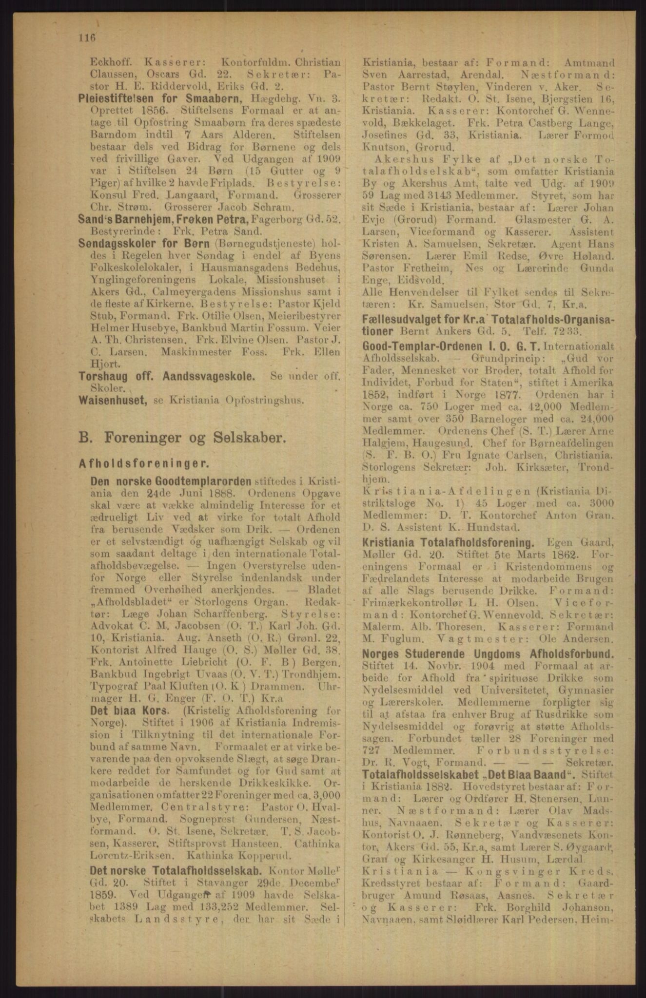 Kristiania/Oslo adressebok, PUBL/-, 1911, p. 116