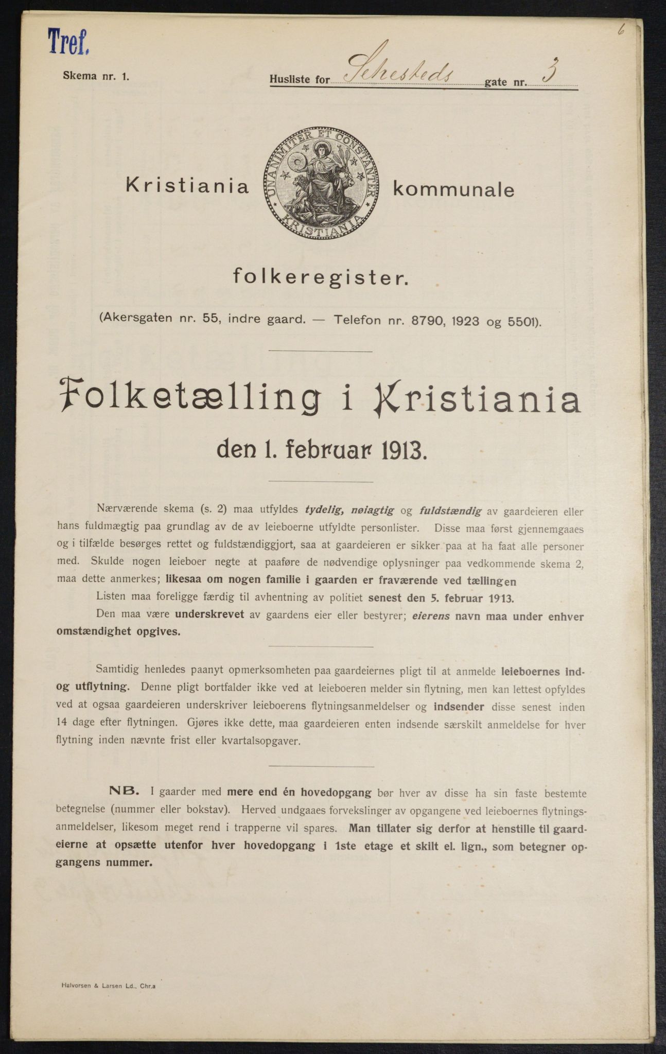 OBA, Municipal Census 1913 for Kristiania, 1913, p. 93745