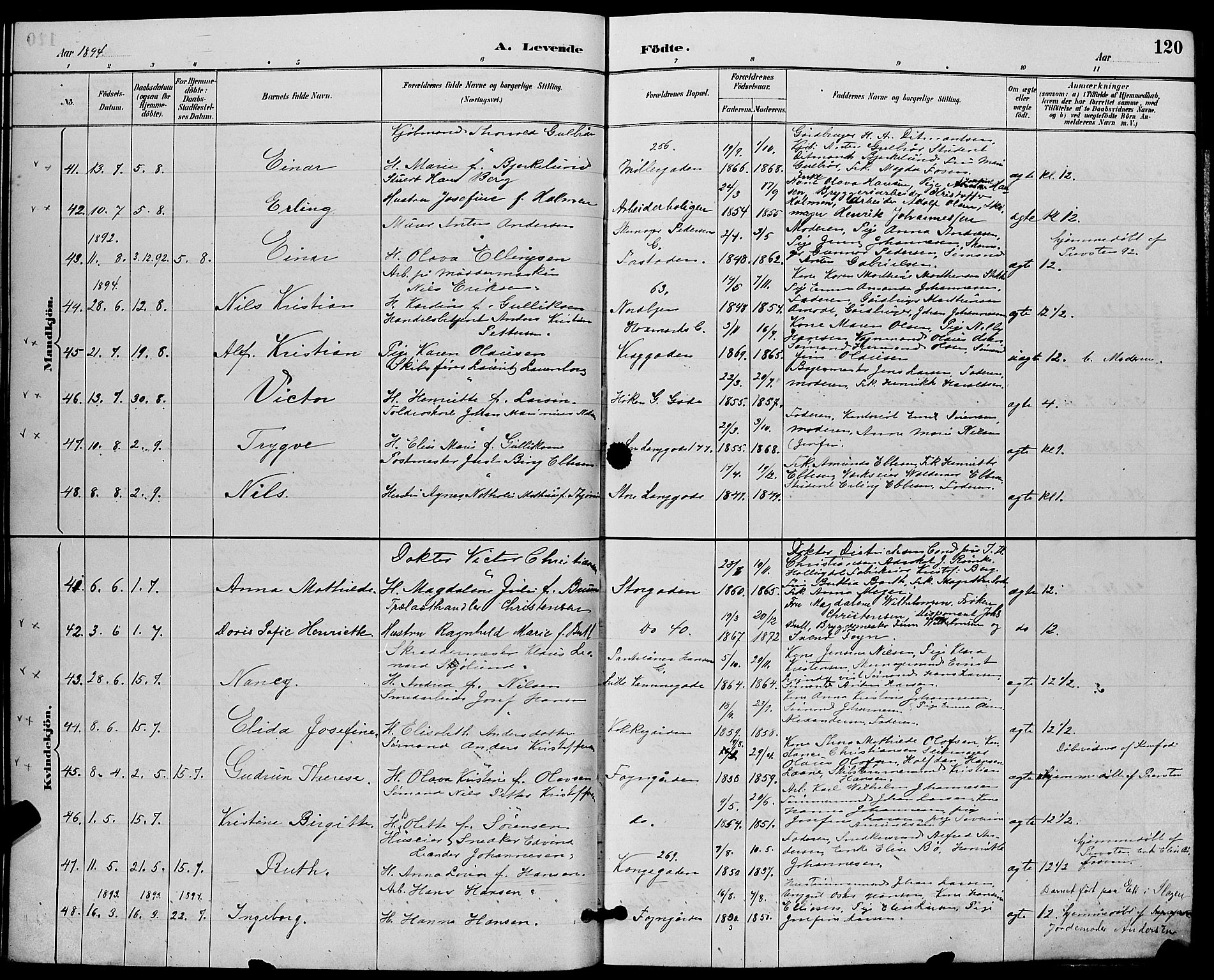 Tønsberg kirkebøker, AV/SAKO-A-330/G/Ga/L0006: Parish register (copy) no. 6, 1885-1895, p. 120