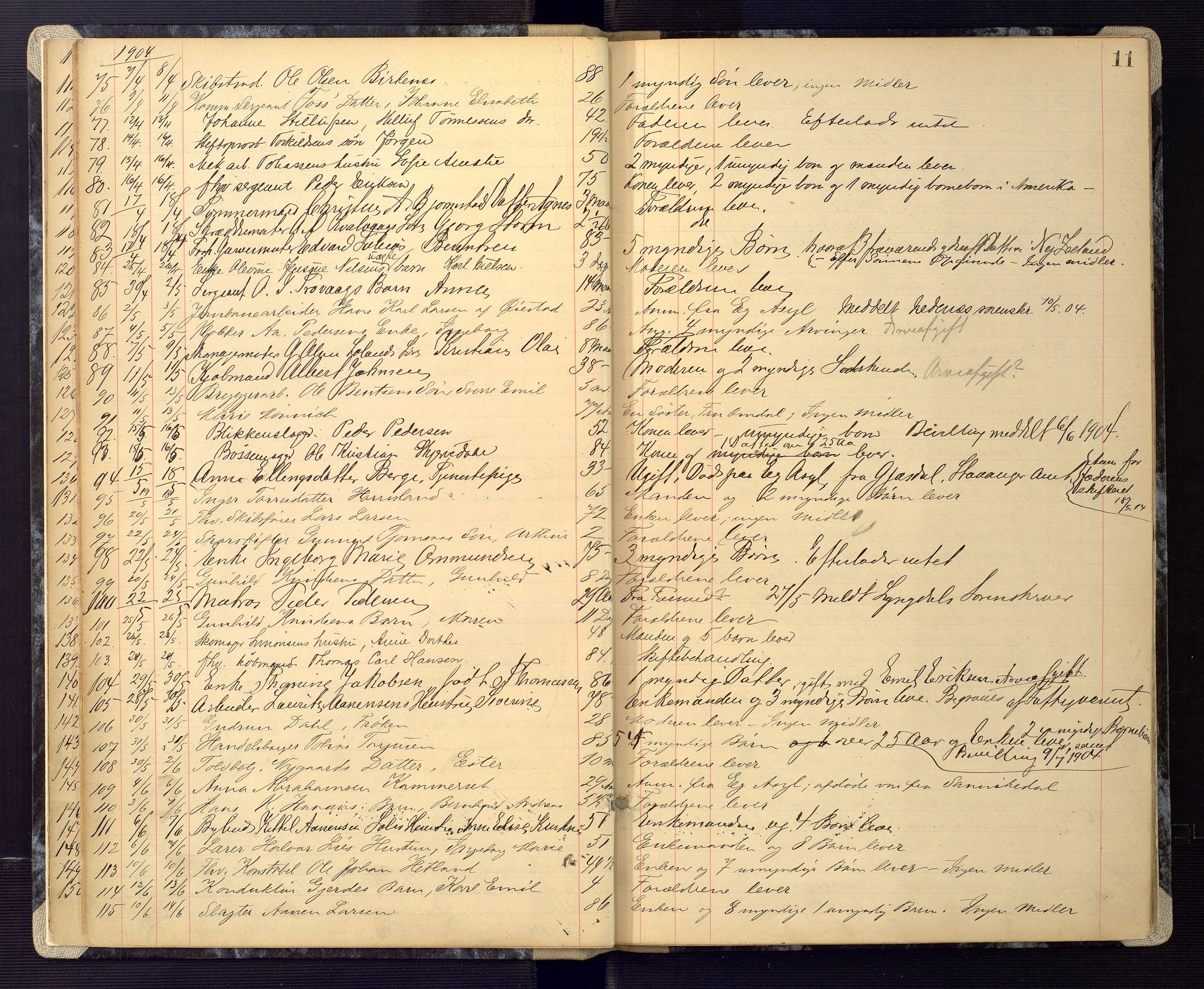 Kristiansand byrett, AV/SAK-1223-0001/H/Ha/L0008: Anmeldte dødsfall, 1902-1916, p. 11
