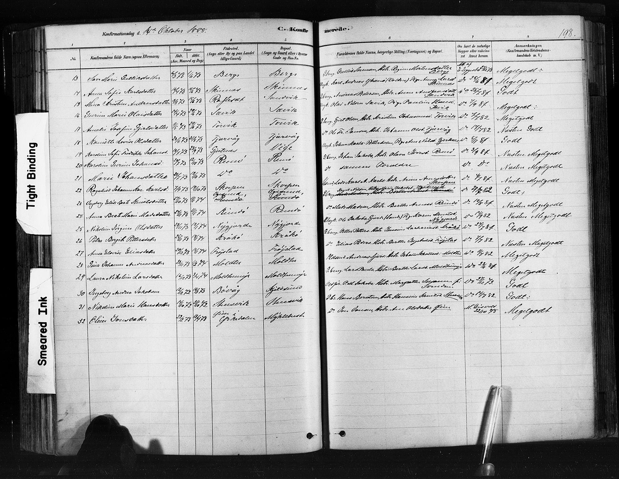 Ministerialprotokoller, klokkerbøker og fødselsregistre - Møre og Romsdal, SAT/A-1454/507/L0073: Parish register (official) no. 507A08, 1878-1904, p. 198