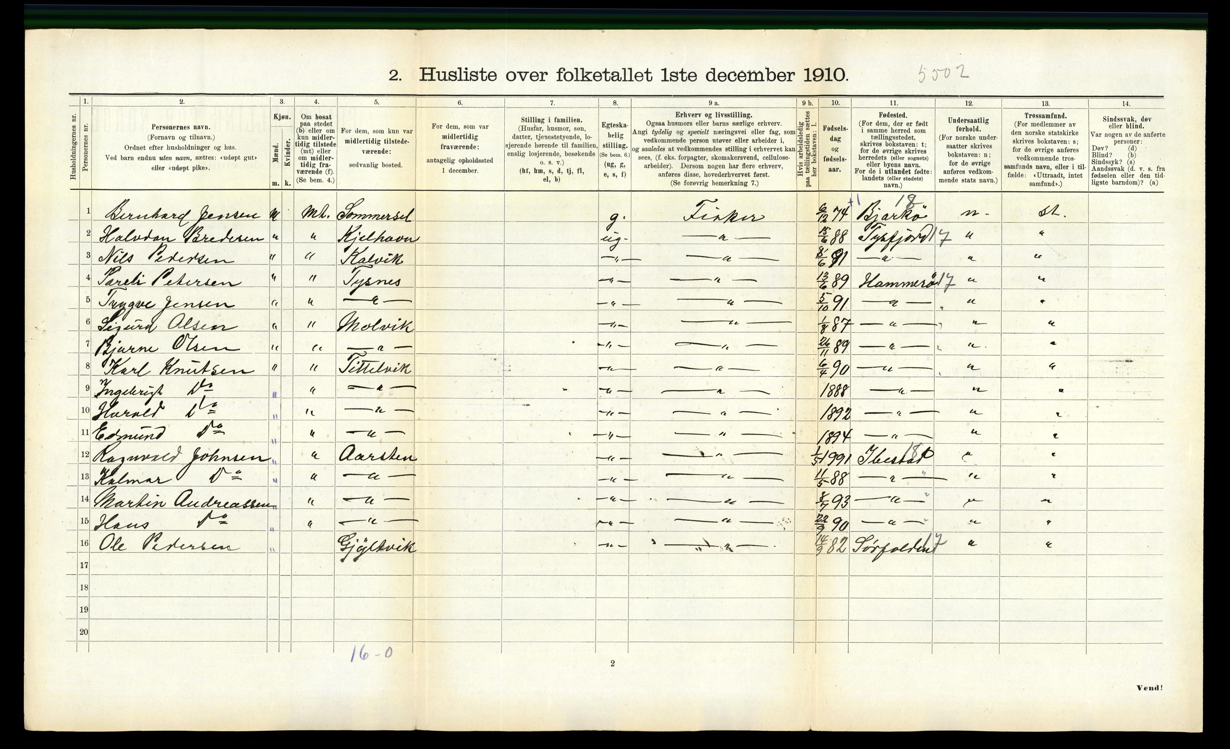 RA, 1910 census for Stjørna, 1910, p. 296