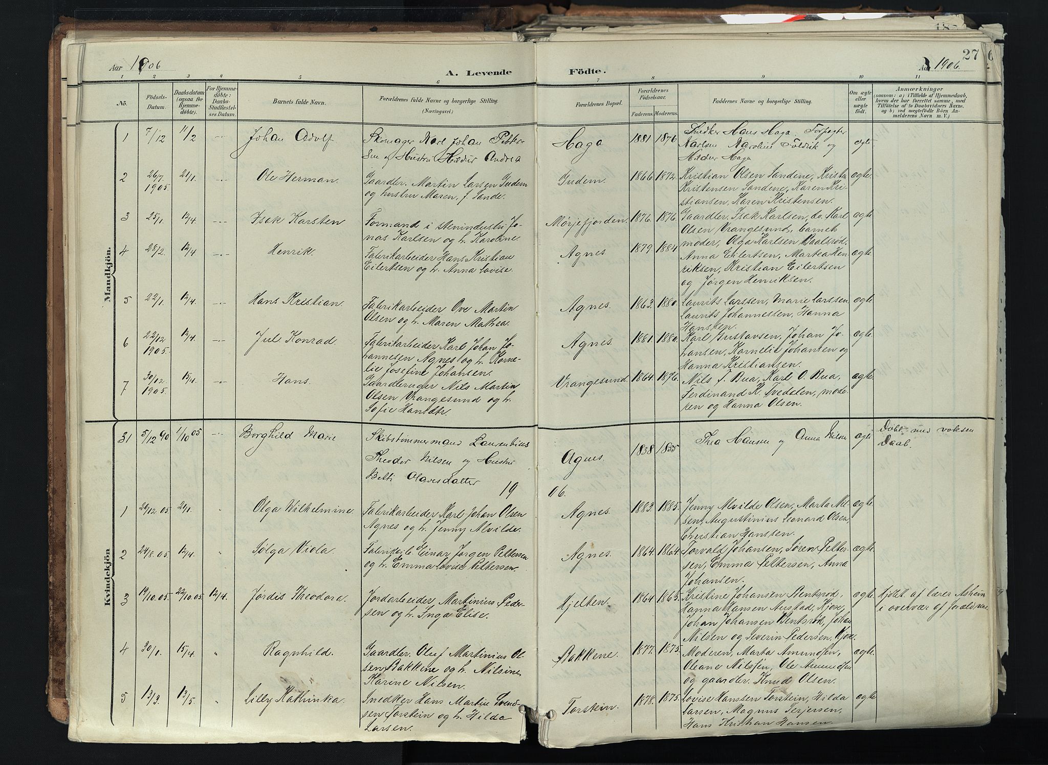 Brunlanes kirkebøker, SAKO/A-342/F/Fc/L0003: Parish register (official) no. III 3, 1900-1922, p. 27