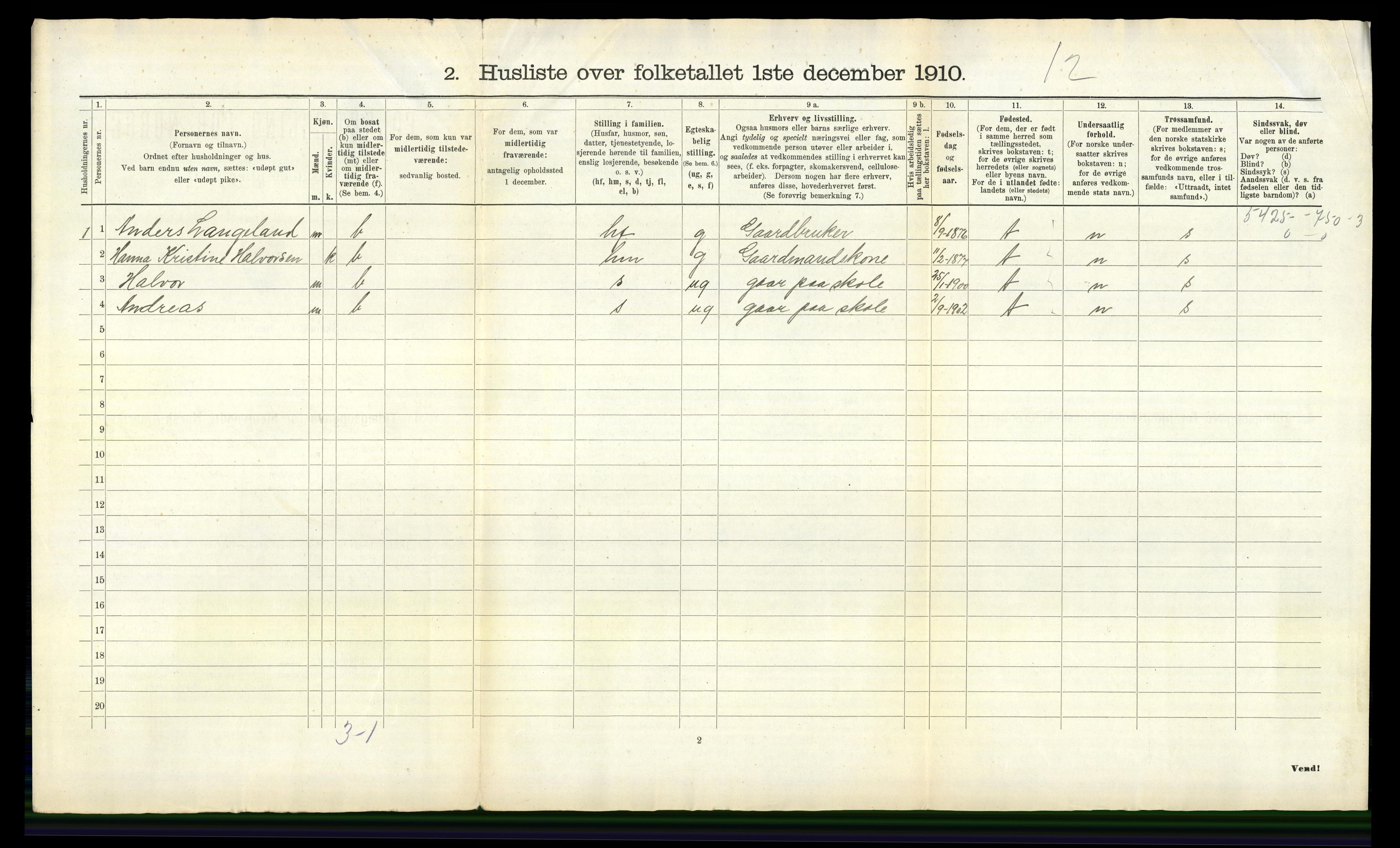 RA, 1910 census for Holla, 1910, p. 56