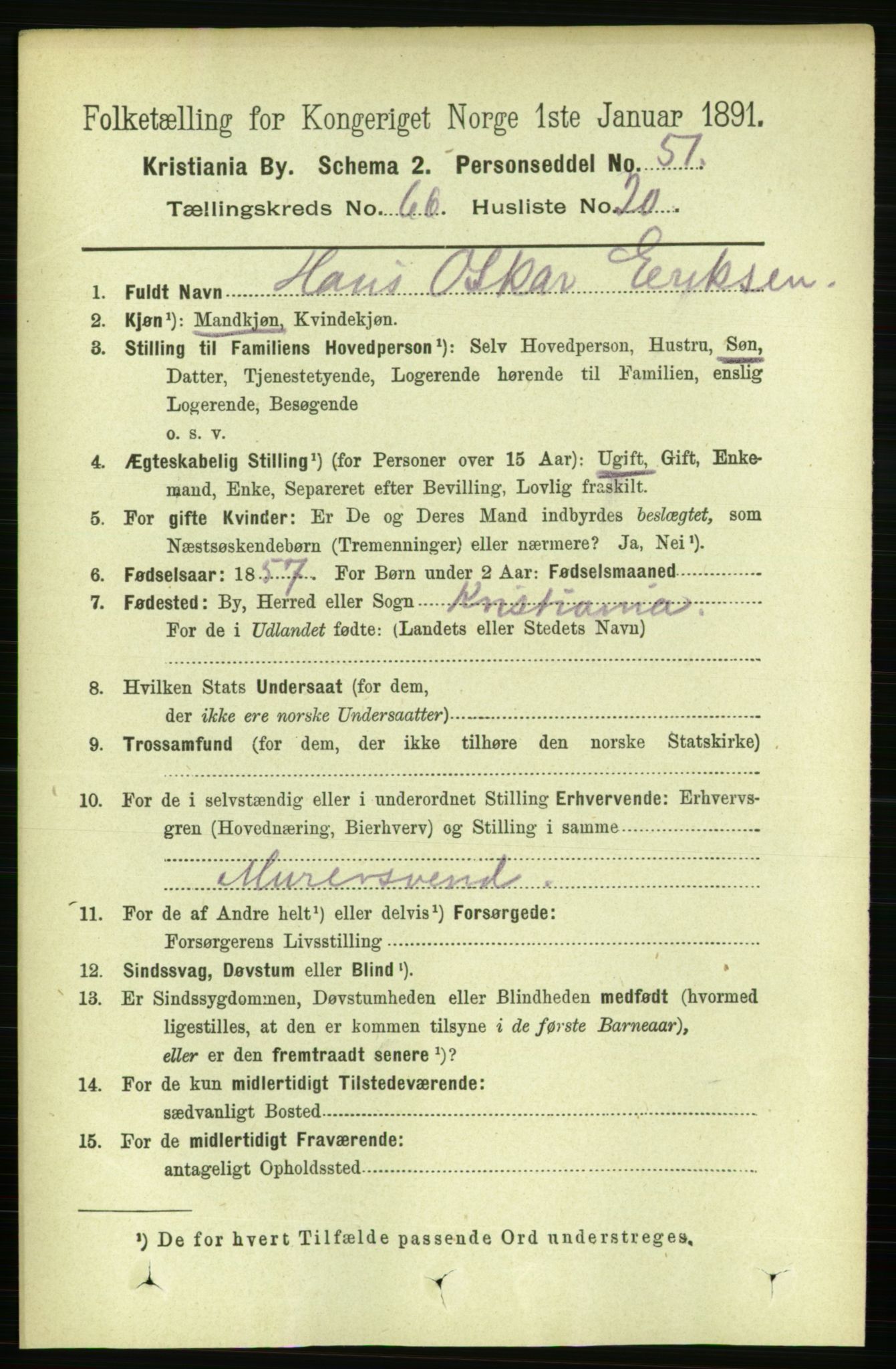 RA, 1891 census for 0301 Kristiania, 1891, p. 36017