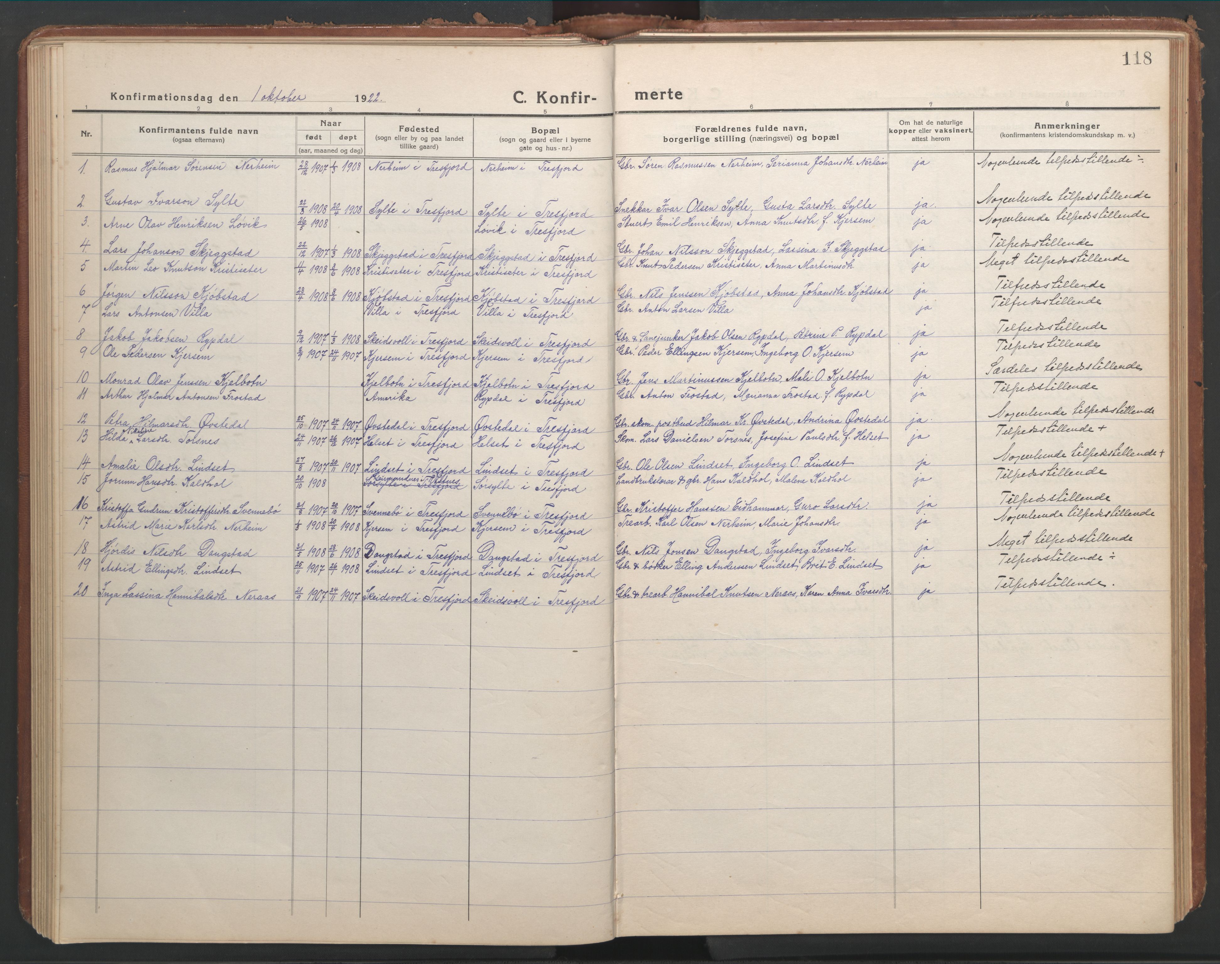 Ministerialprotokoller, klokkerbøker og fødselsregistre - Møre og Romsdal, SAT/A-1454/541/L0548: Parish register (copy) no. 541C03, 1921-1960, p. 118