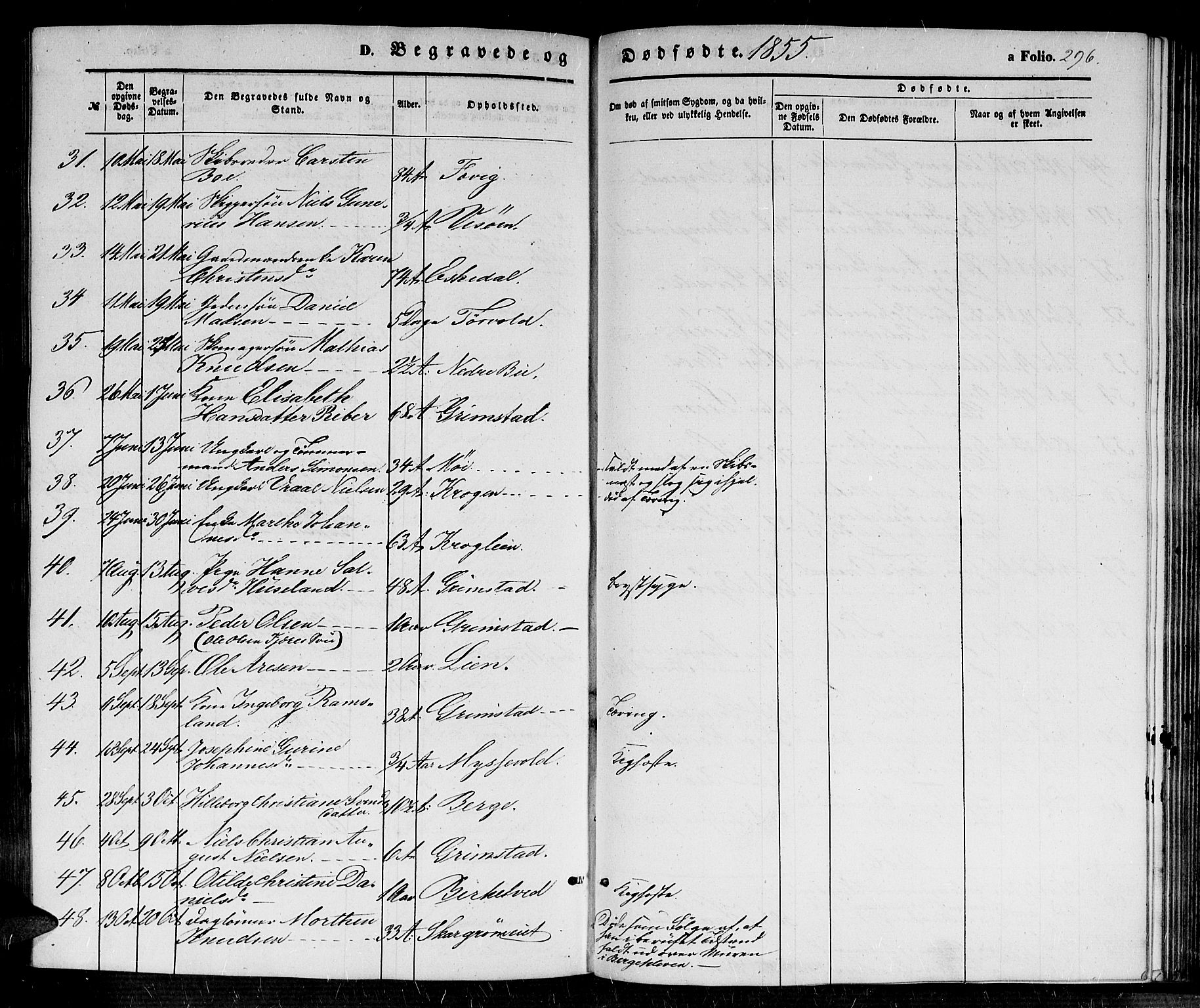 Fjære sokneprestkontor, SAK/1111-0011/F/Fb/L0008: Parish register (copy) no. B 8, 1854-1867, p. 296