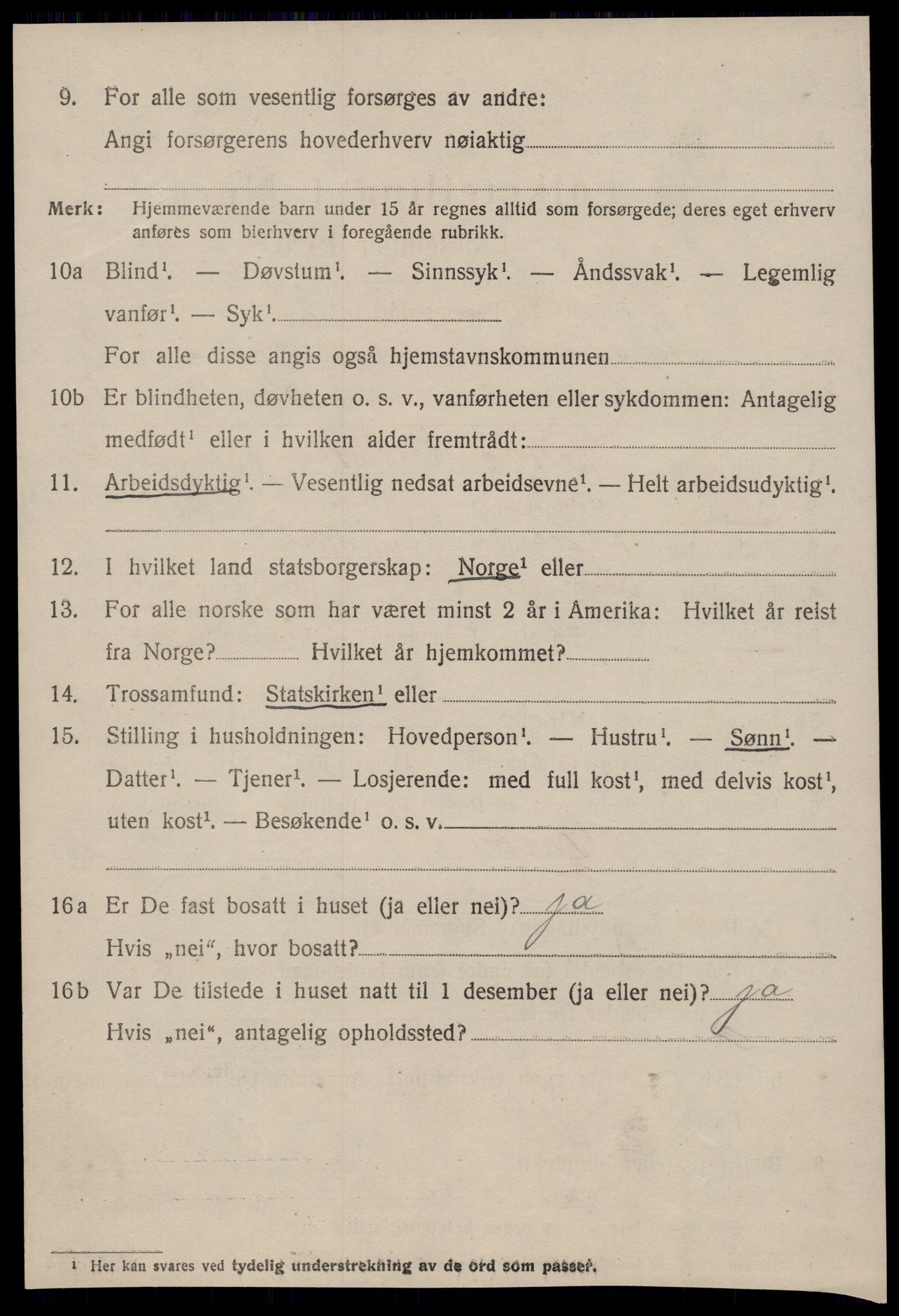 SAT, 1920 census for Stangvik, 1920, p. 1425