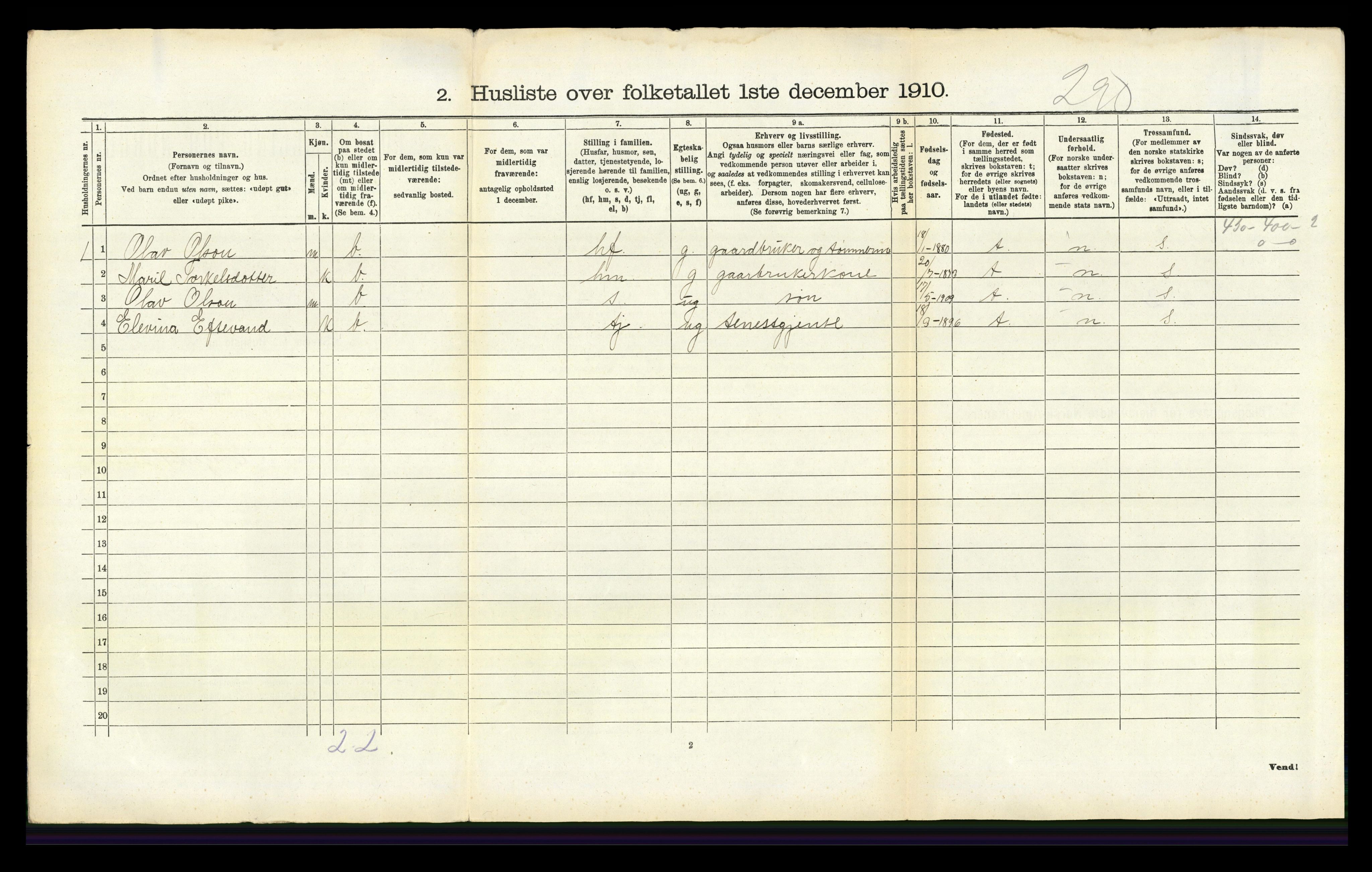 RA, 1910 census for Iveland, 1910, p. 348