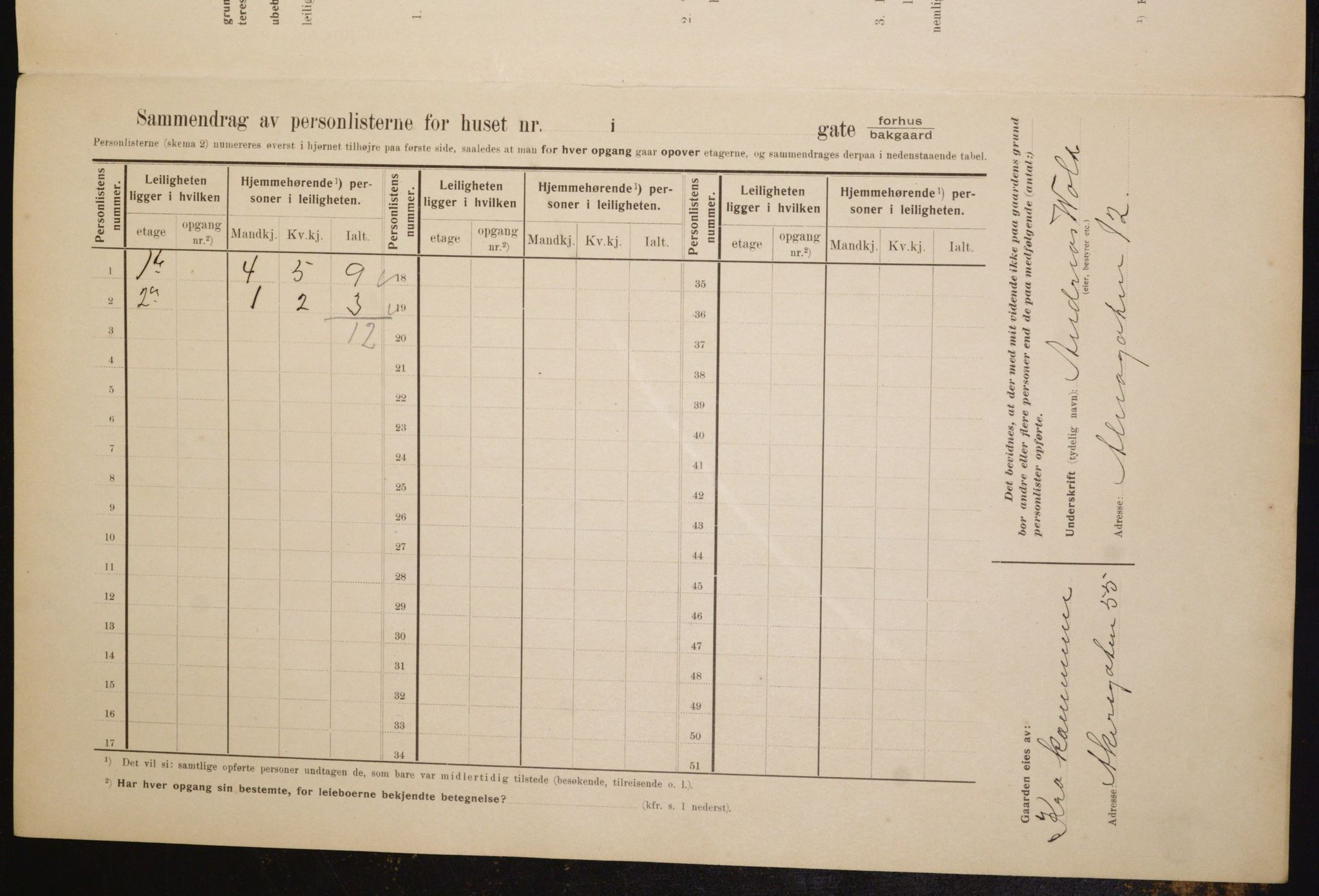 OBA, Municipal Census 1910 for Kristiania, 1910, p. 1180