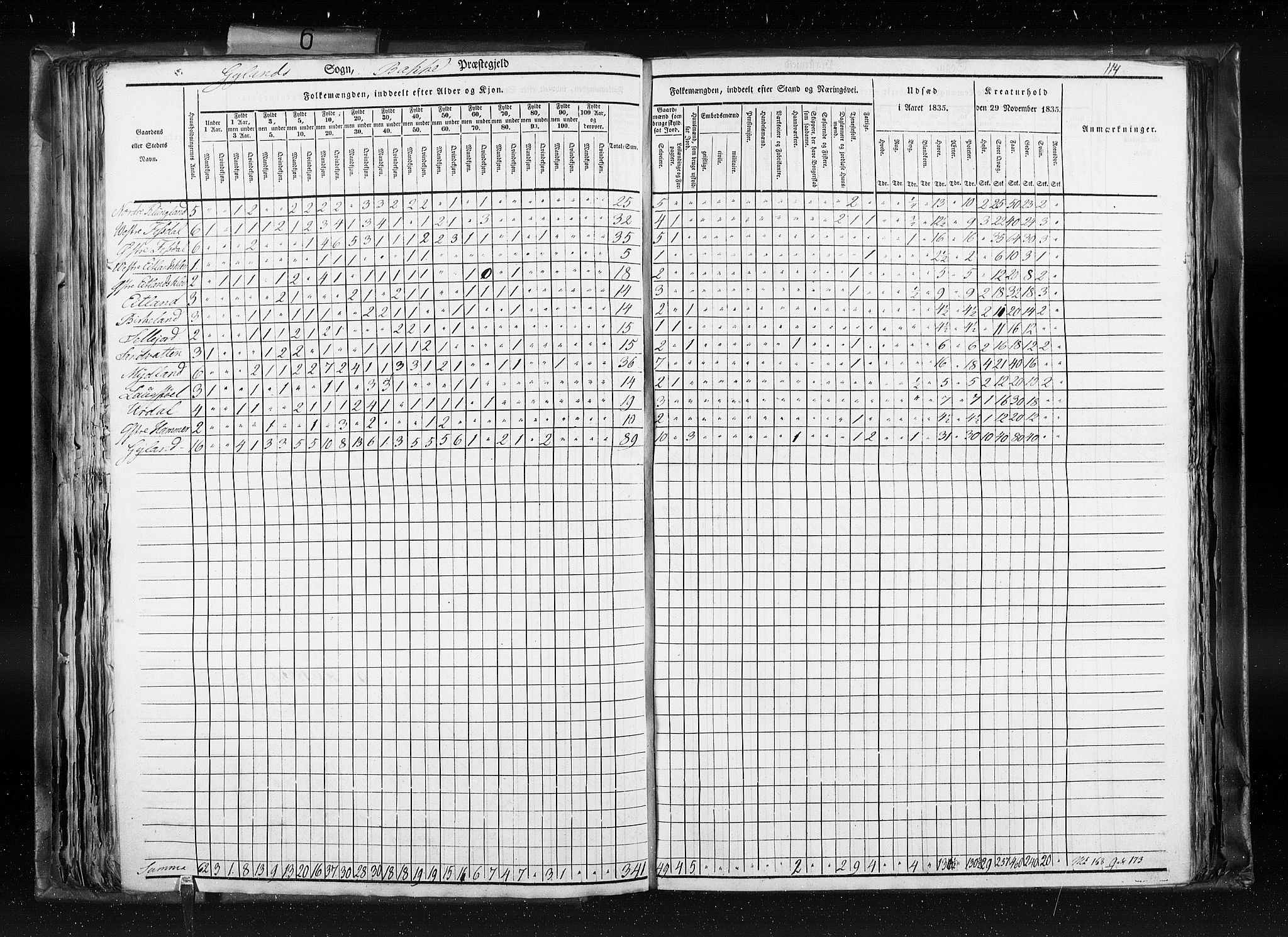 RA, Census 1835, vol. 6: Lister og Mandal amt og Stavanger amt, 1835, p. 114