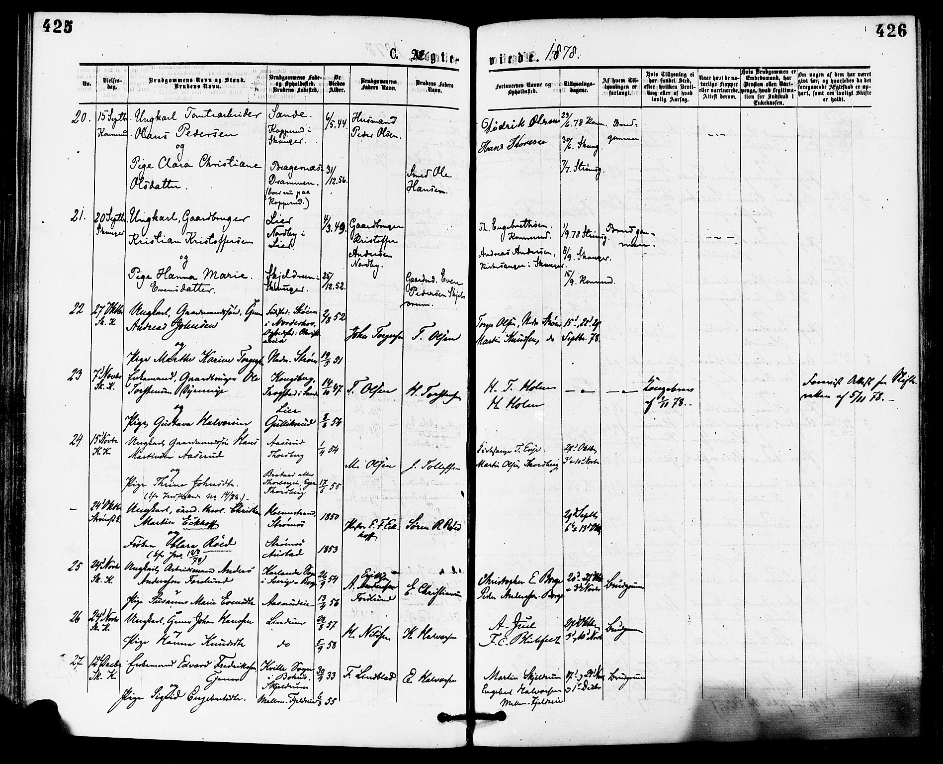 Skoger kirkebøker, AV/SAKO-A-59/F/Fa/L0005: Parish register (official) no. I 5, 1873-1884, p. 425-426