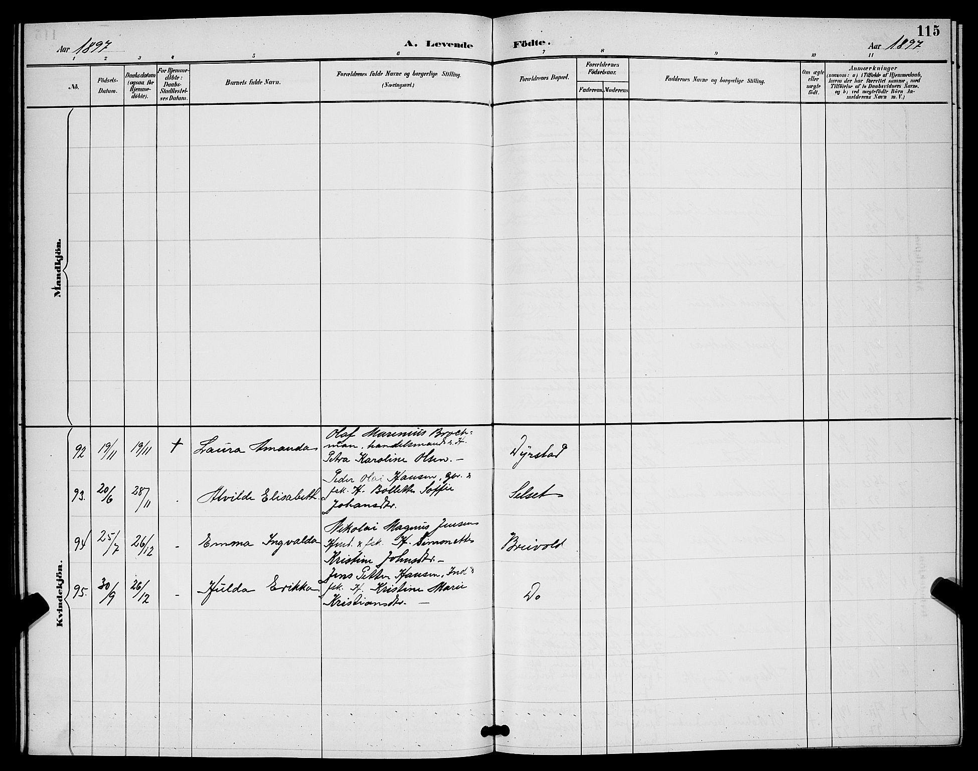 Ibestad sokneprestembete, SATØ/S-0077/H/Ha/Hab/L0008klokker: Parish register (copy) no. 8, 1890-1903, p. 115