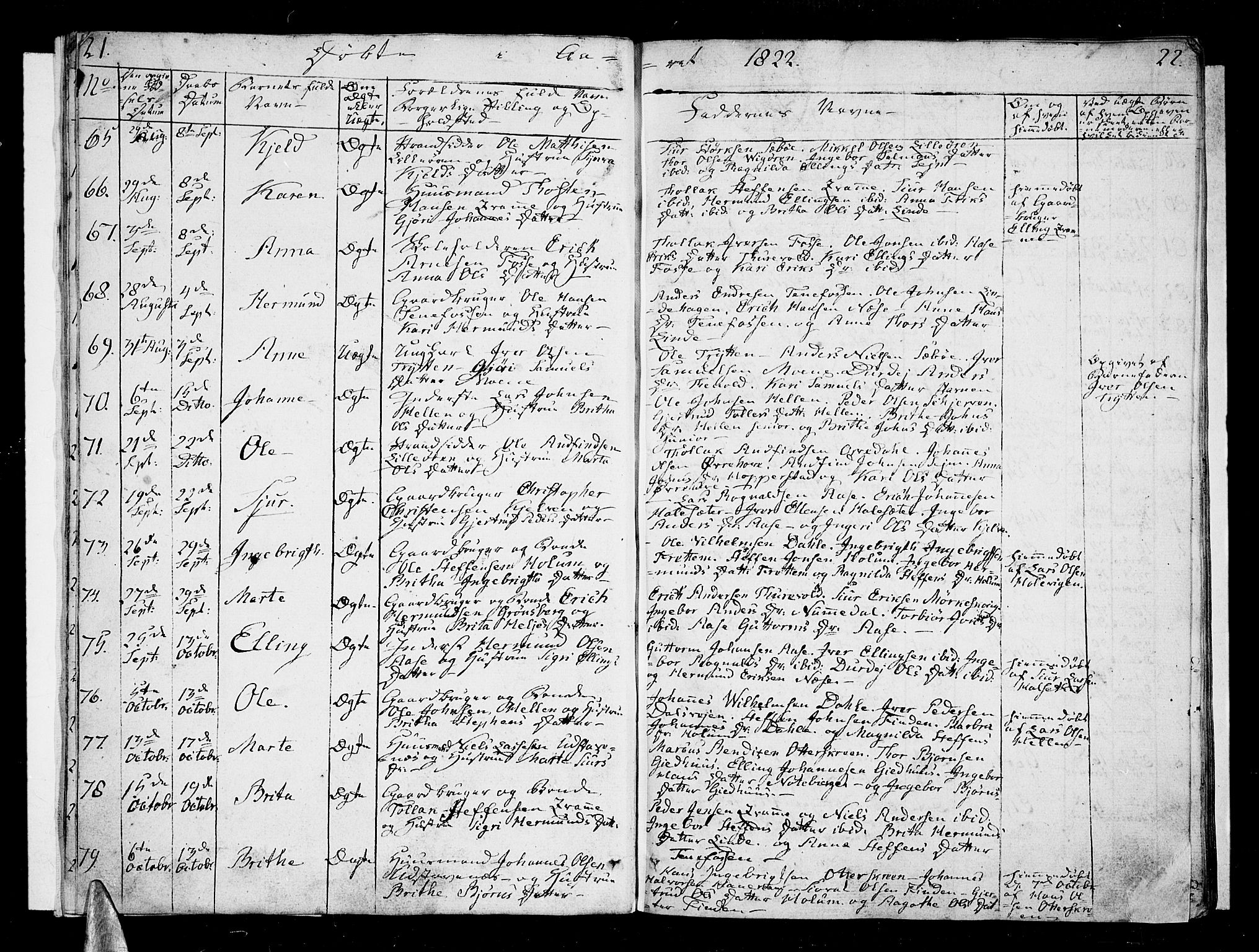 Vik sokneprestembete, AV/SAB-A-81501/H/Haa/Haaa/L0006: Parish register (official) no. A 6, 1821-1831, p. 21-22