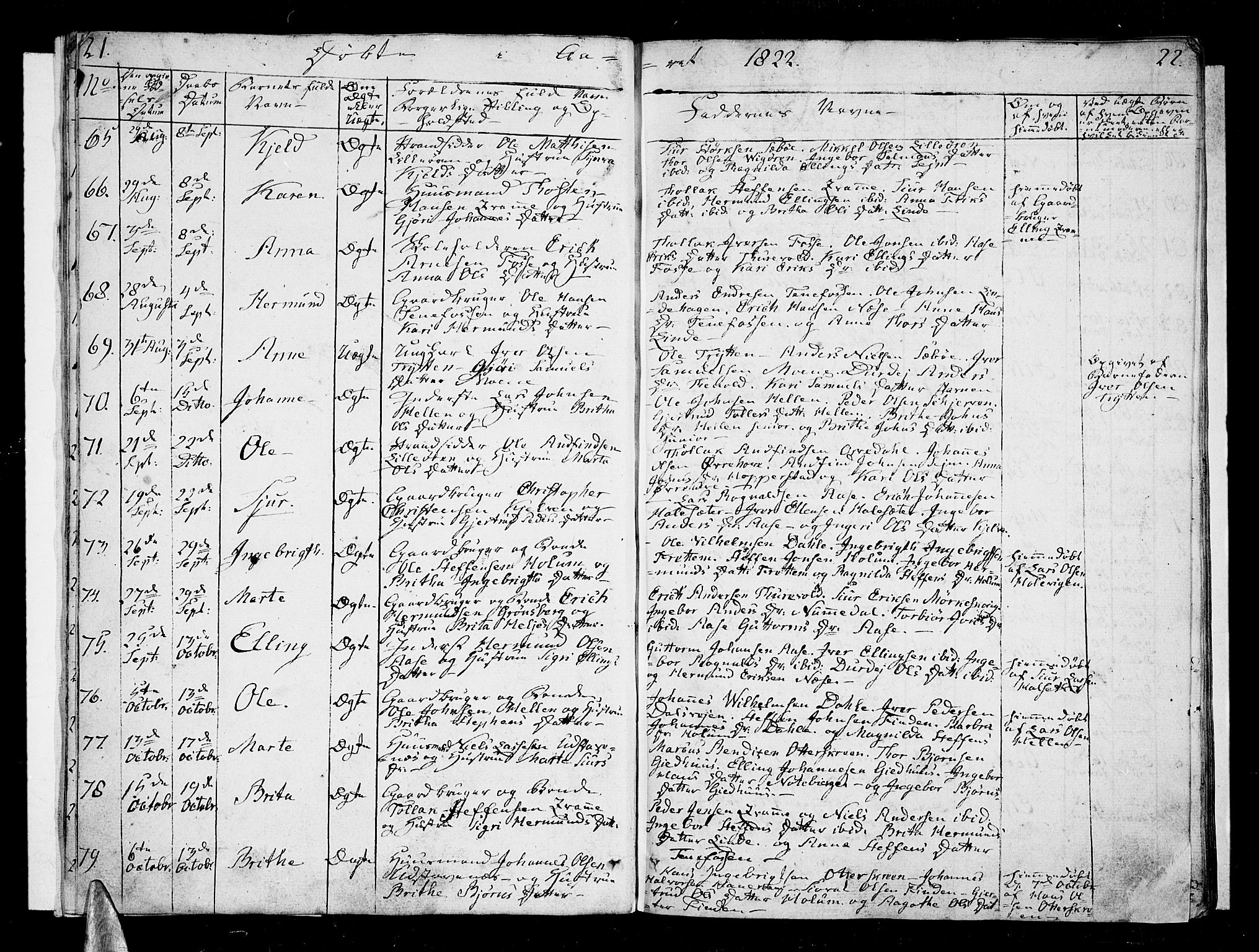 Vik sokneprestembete, SAB/A-81501: Parish register (official) no. A 6, 1821-1831, p. 21-22