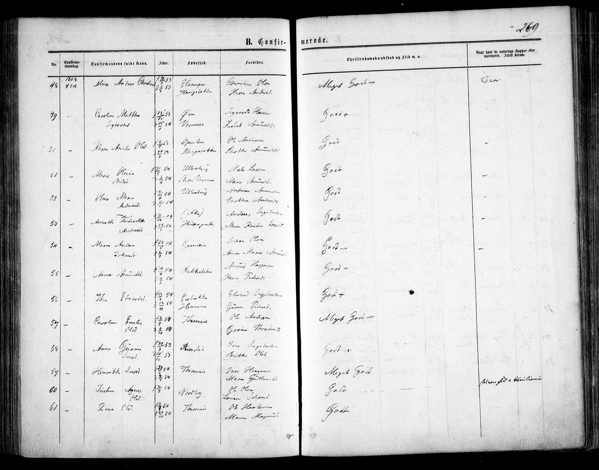 Nes prestekontor Kirkebøker, AV/SAO-A-10410/F/Fa/L0008: Parish register (official) no. I 8, 1859-1874, p. 269