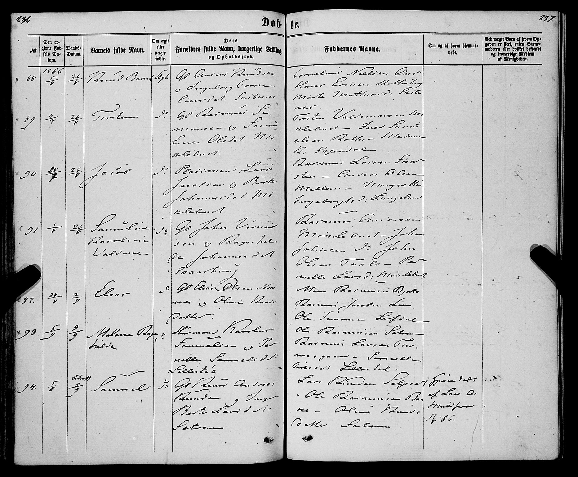 Eid sokneprestembete, AV/SAB-A-82301/H/Haa/Haaa/L0009: Parish register (official) no. A 9, 1861-1868, p. 236-237