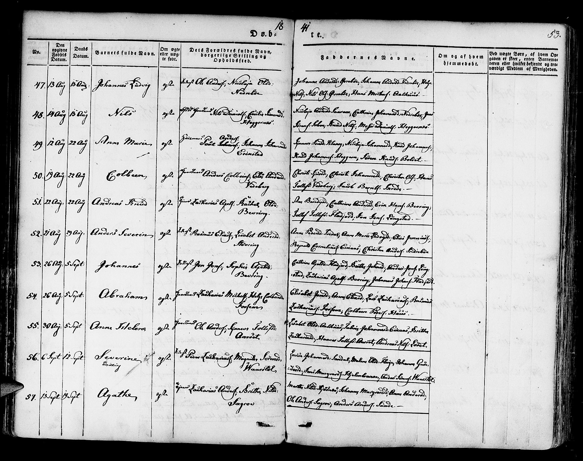 Jølster sokneprestembete, AV/SAB-A-80701/H/Haa/Haaa/L0009: Parish register (official) no. A 9, 1833-1848, p. 53