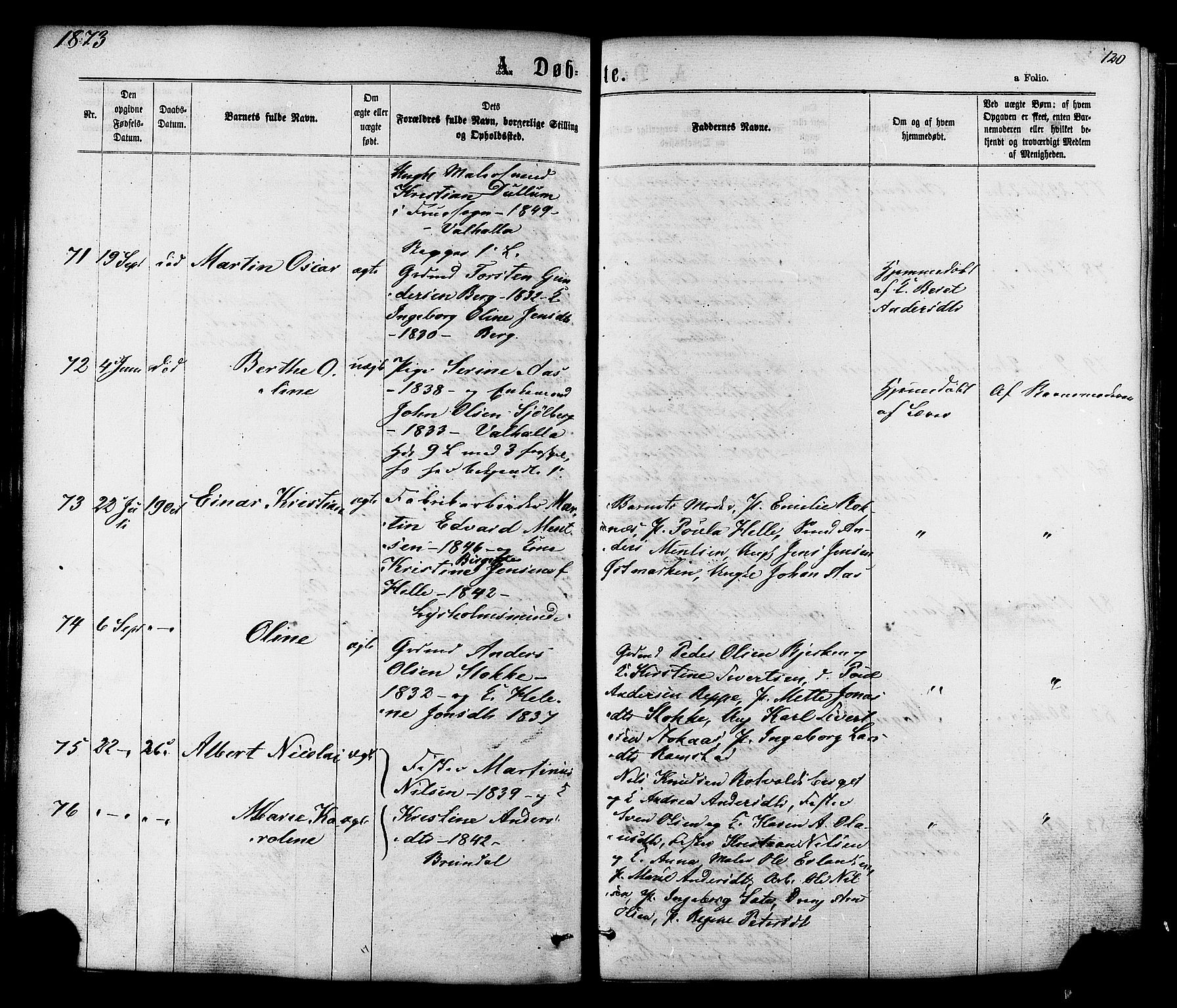 Ministerialprotokoller, klokkerbøker og fødselsregistre - Sør-Trøndelag, SAT/A-1456/606/L0293: Parish register (official) no. 606A08, 1866-1877, p. 120
