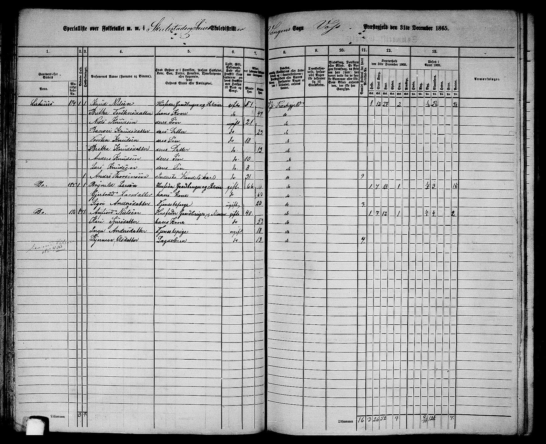 RA, 1865 census for Voss, 1865, p. 90