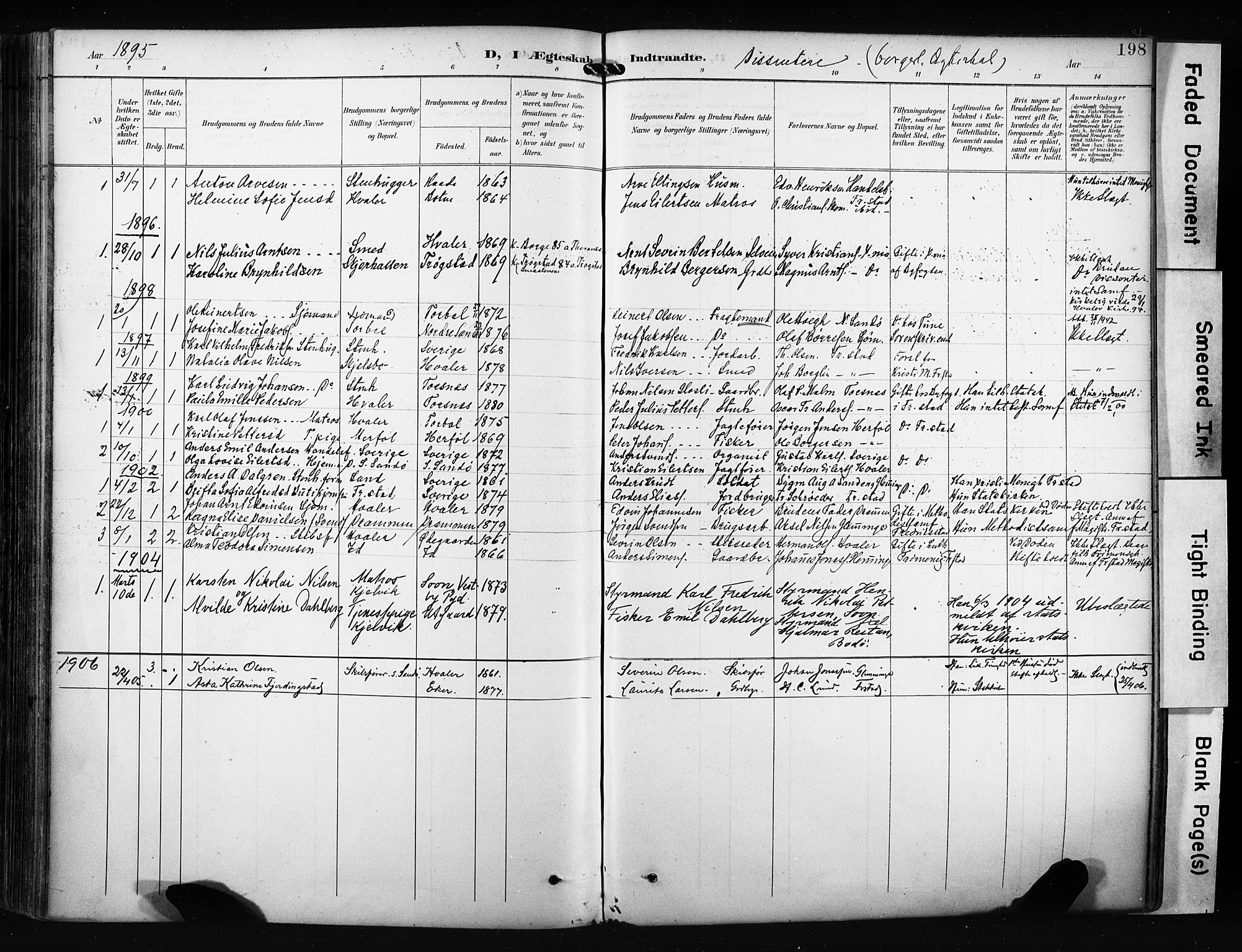 Hvaler prestekontor Kirkebøker, SAO/A-2001/F/Fa/L0009: Parish register (official) no. I 9, 1895-1906, p. 198