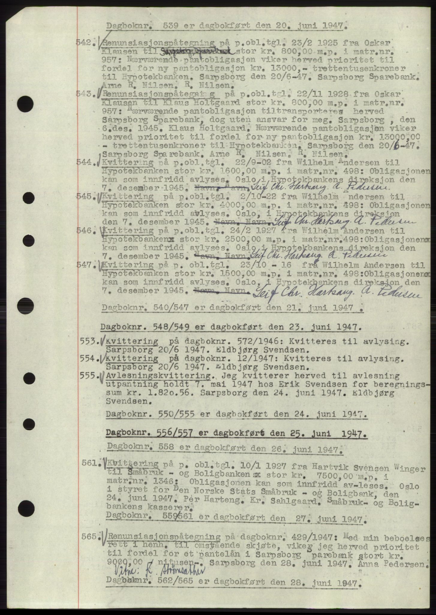 Sarpsborg byfogd, SAO/A-10864/G/Ga/Gae/L0001: Mortgage book no. C1, 1943-1951, Deed date: 20.06.1947