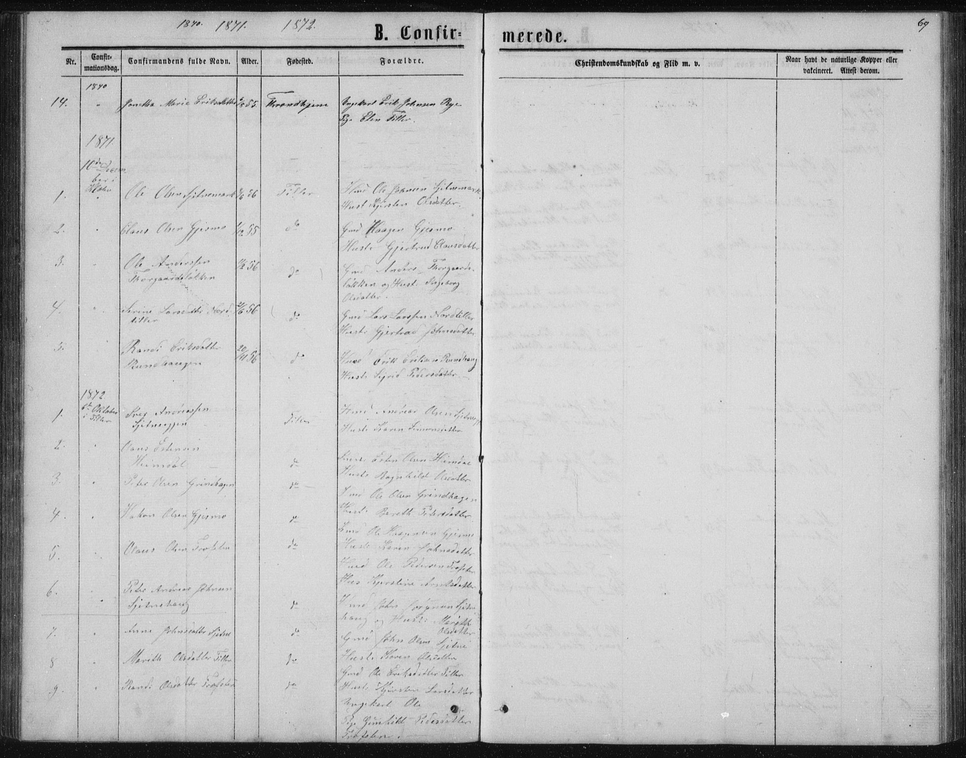 Ministerialprotokoller, klokkerbøker og fødselsregistre - Sør-Trøndelag, SAT/A-1456/621/L0459: Parish register (copy) no. 621C02, 1866-1895, p. 69