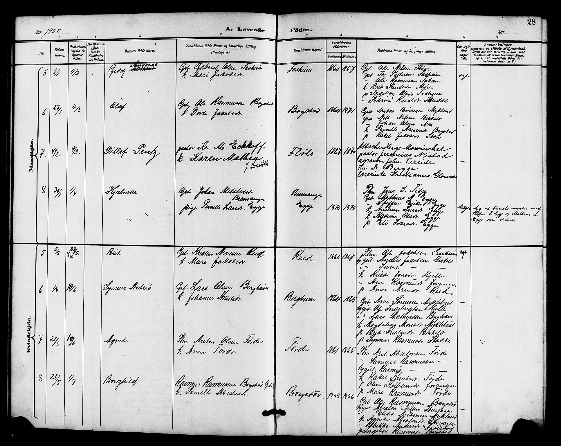 Gloppen sokneprestembete, AV/SAB-A-80101/H/Hab/Habc/L0002: Parish register (copy) no. C 2, 1896-1910, p. 28
