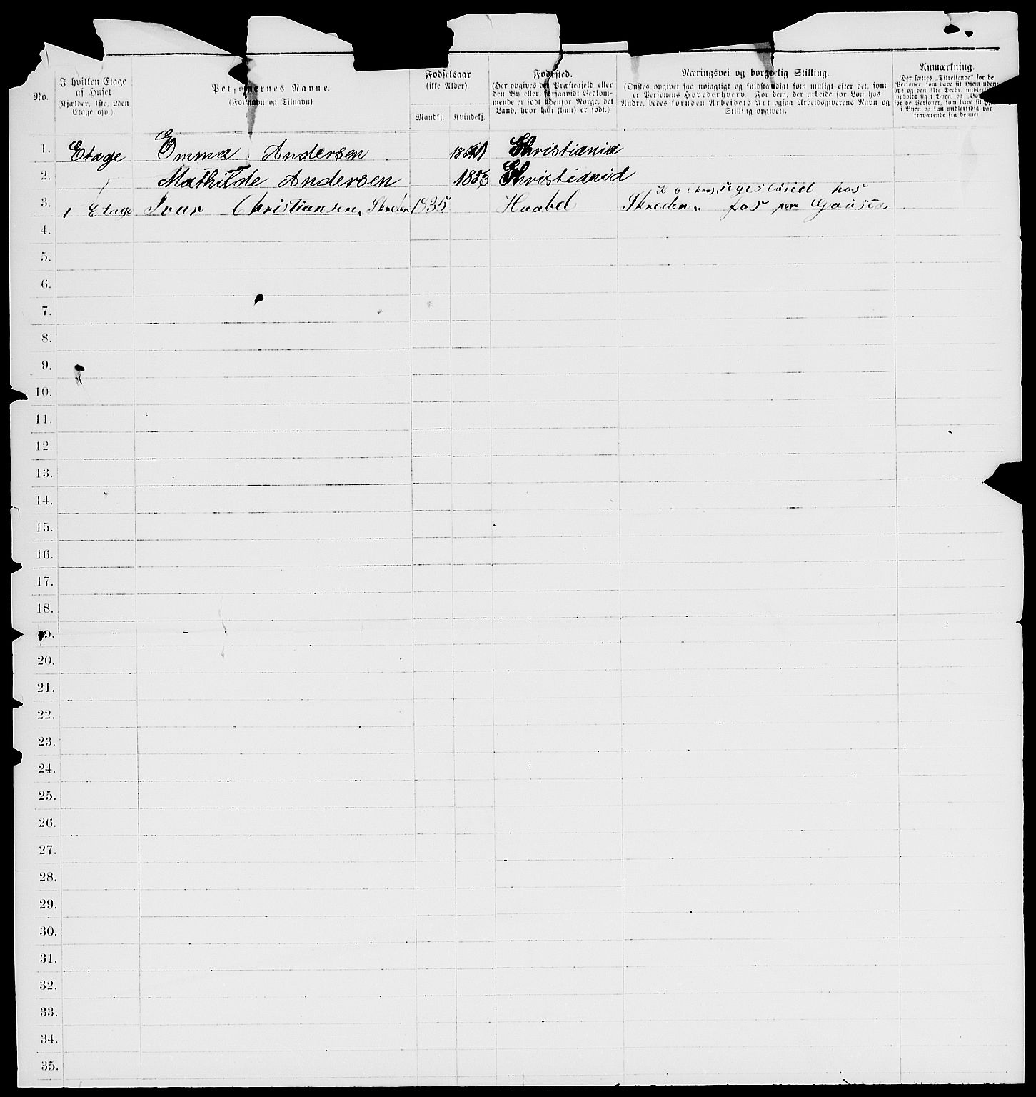 RA, 1885 census for 0301 Kristiania, 1885, p. 2519