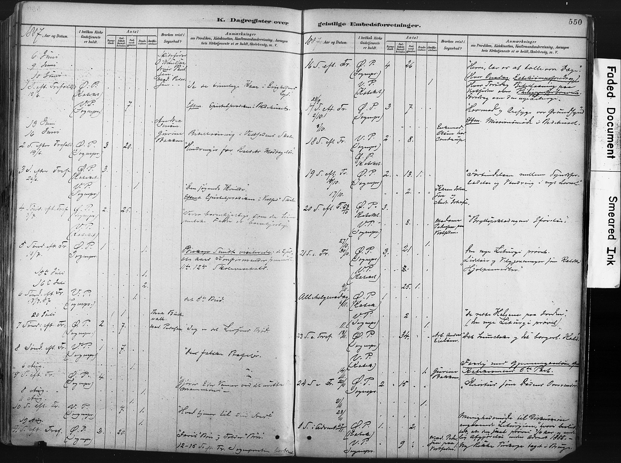 Porsgrunn kirkebøker , AV/SAKO-A-104/F/Fa/L0008: Parish register (official) no. 8, 1878-1895, p. 550