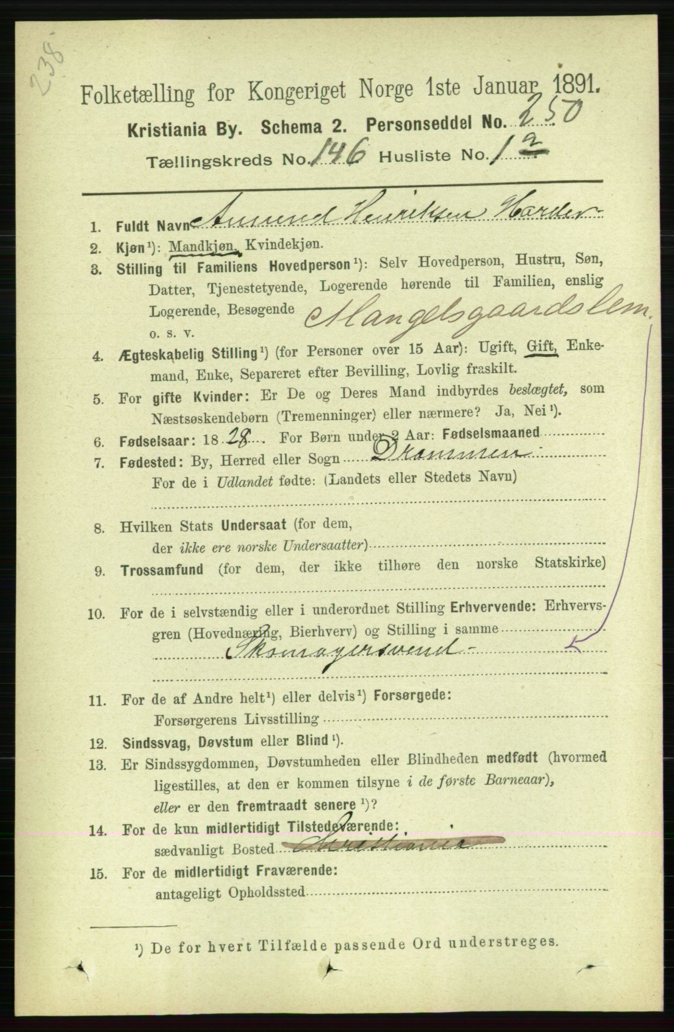 RA, 1891 census for 0301 Kristiania, 1891, p. 80402