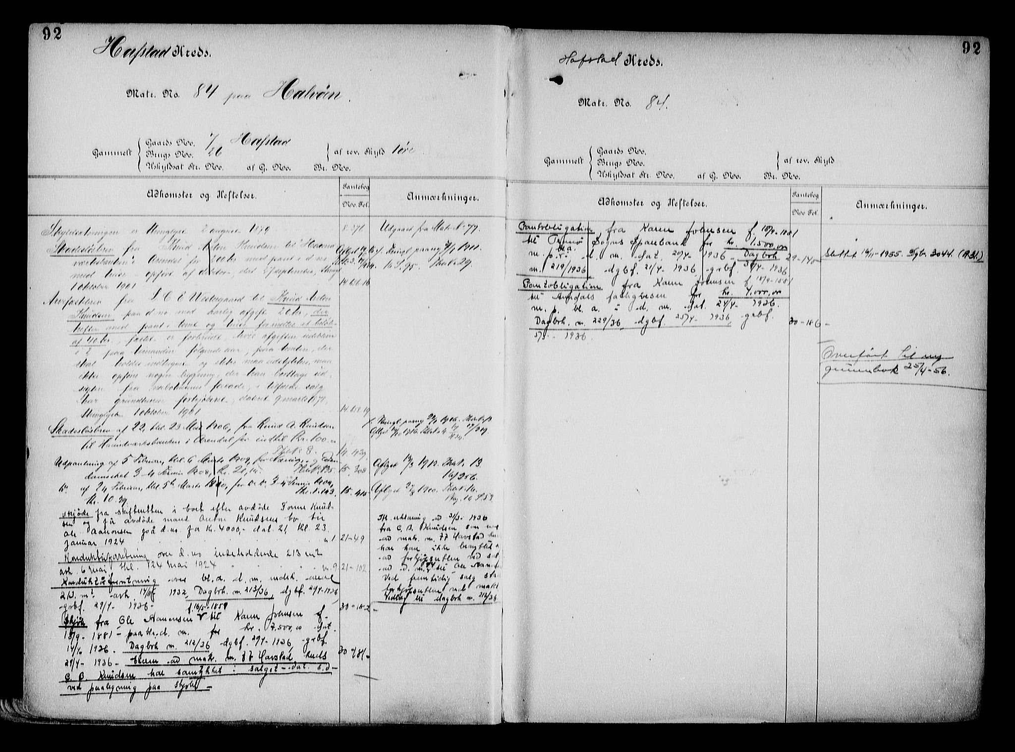 Arendal byfogd, AV/SAK-1222-0001/G/Ga/L0015: Mortgage register no. 13, 1860-1960, p. 92