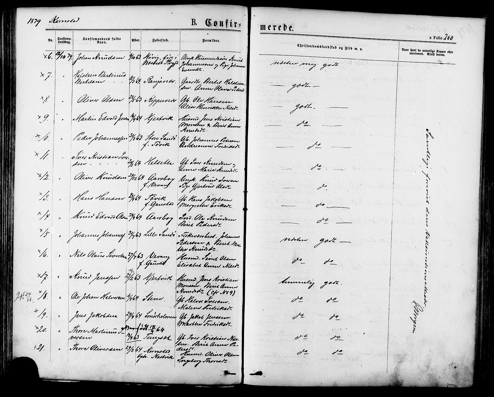 Ministerialprotokoller, klokkerbøker og fødselsregistre - Møre og Romsdal, SAT/A-1454/568/L0806: Parish register (official) no. 568A12 /2, 1878-1884, p. 260