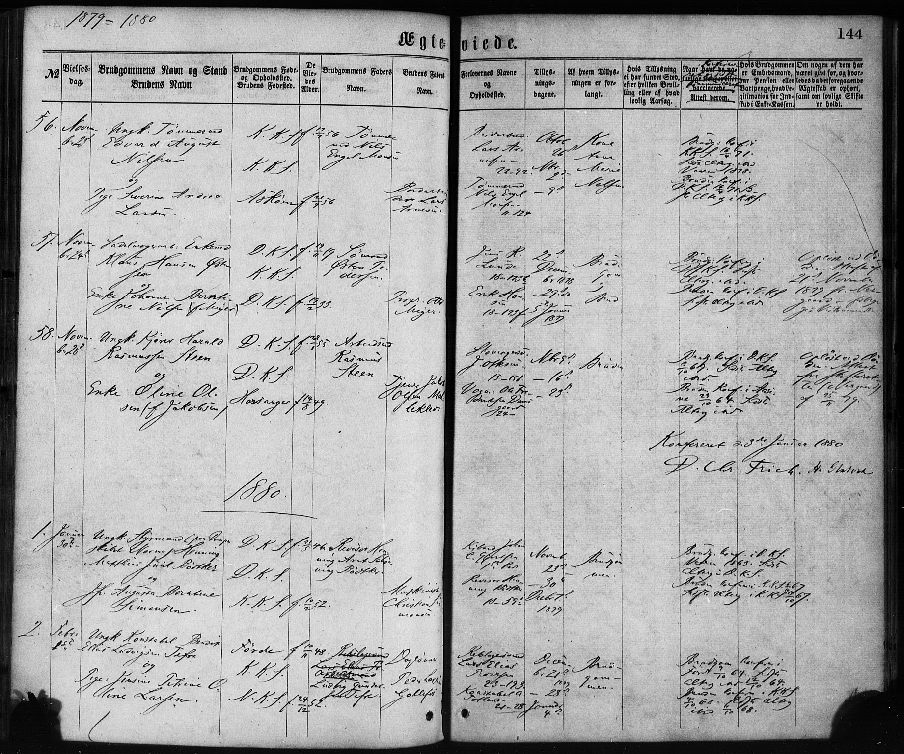 Korskirken sokneprestembete, SAB/A-76101/H/Haa/L0036: Parish register (official) no. D 3, 1867-1882, p. 144