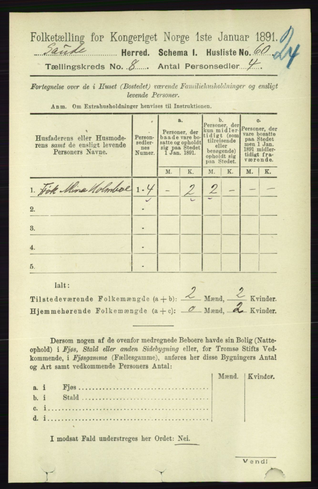 RA, 1891 census for 0822 Sauherad, 1891, p. 2319