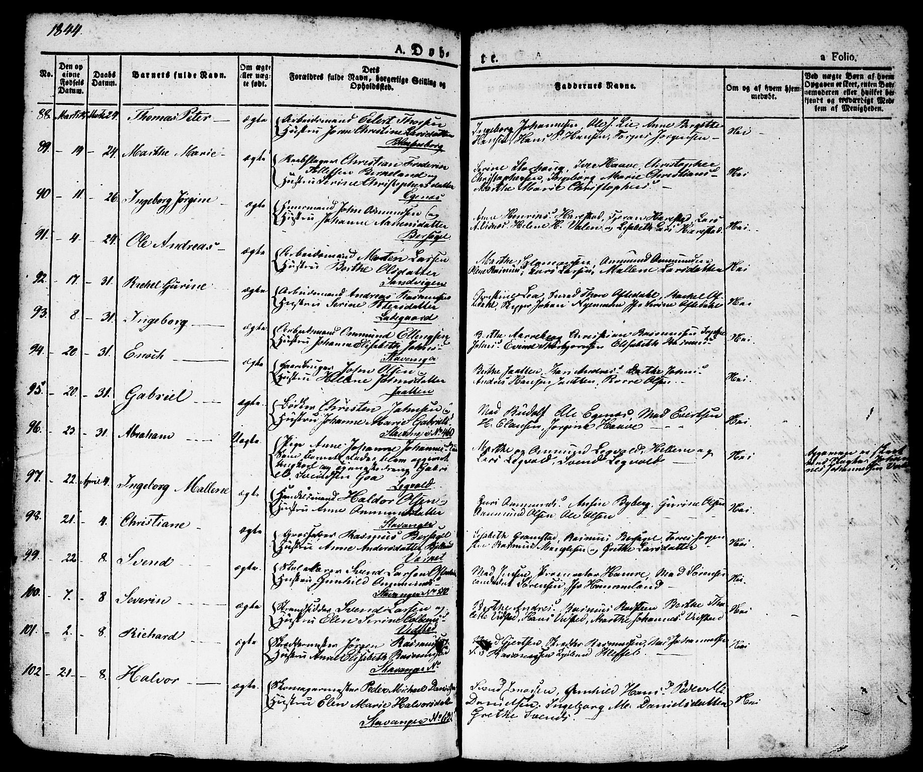 Domkirken sokneprestkontor, AV/SAST-A-101812/001/30/30BA/L0011: Parish register (official) no. A 11, 1832-1856