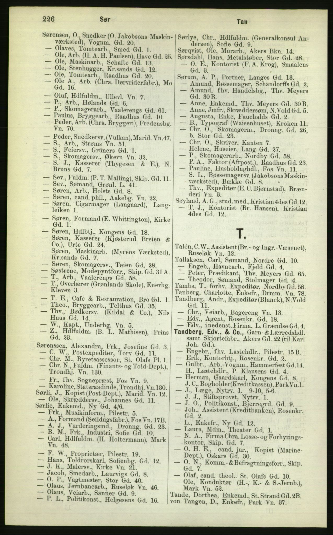 Kristiania/Oslo adressebok, PUBL/-, 1882, p. 226